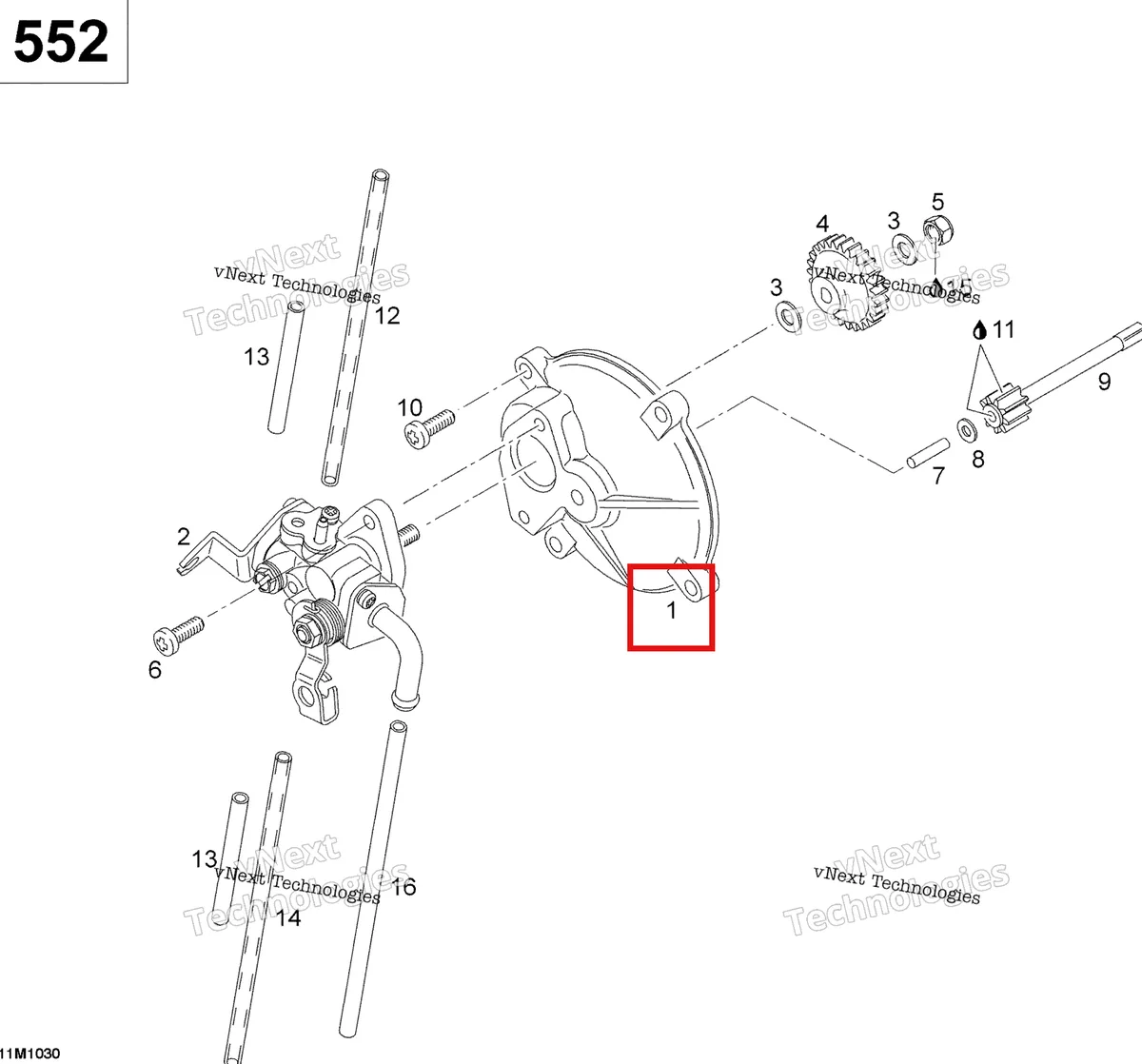 Деталь 420910160 (Деталь Pump Mounting Flange) на схеме узла 2011 Ski-Doo Skandic WT 550F YetiII Oil Pump