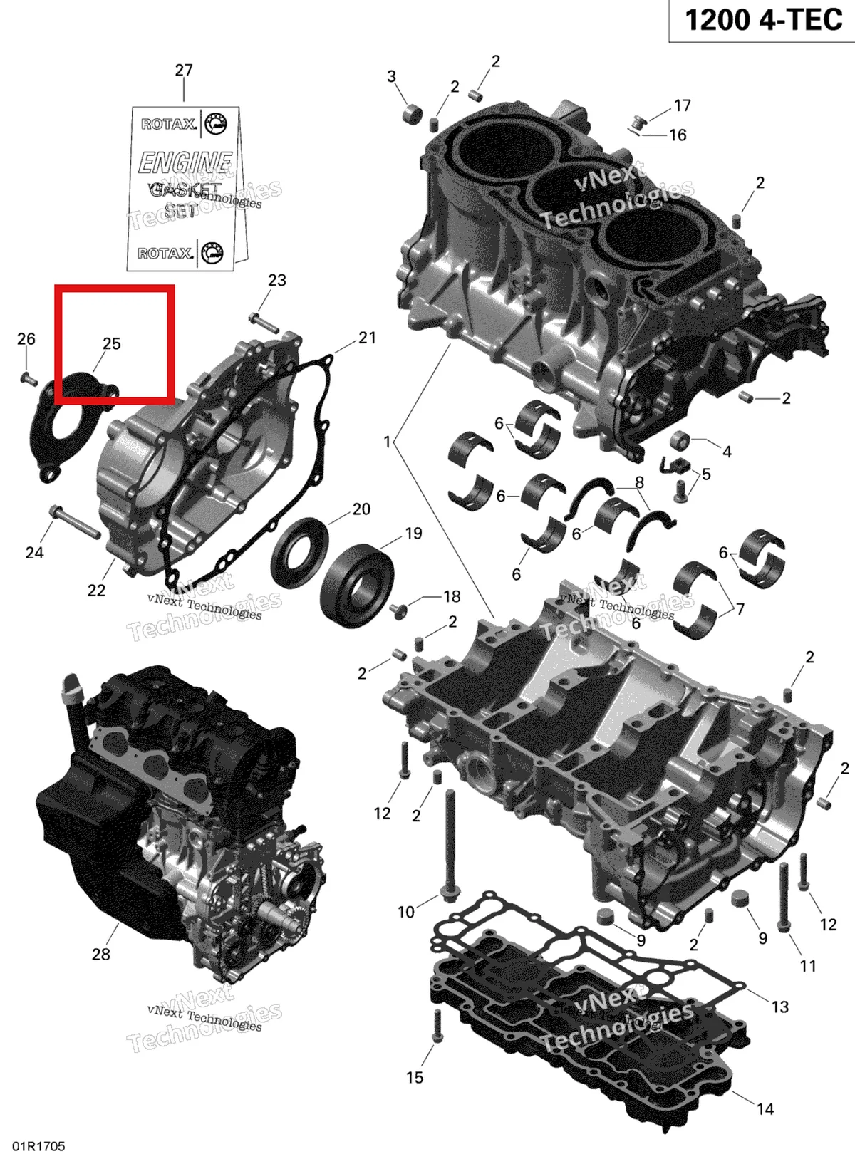 Деталь 420910240 (Прокладка) на схеме узла 2019 Ski-Doo EXPEDITION LE-SE 1200 4-TEC Crankcase - 1200 Itc 4-Tec