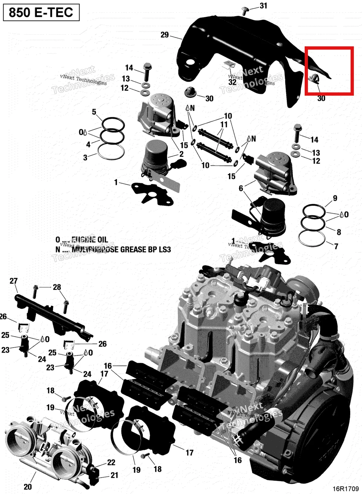Деталь 420910827 на схеме узла 2017 Ski-Doo RENEGADE - 2-STROKE - 850 E-TEC Efi - All Models