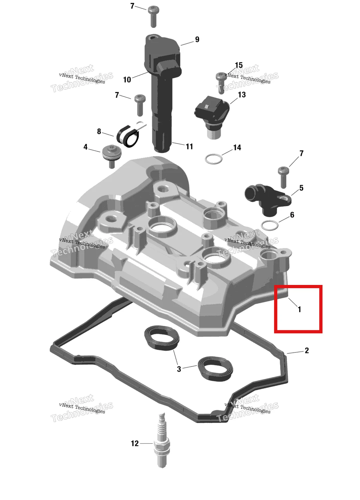 Деталь 420911042 (Крышка клапанная) на схеме узла 2024 Ski-Doo TUNDRA 600 ACE - LE - GNRA - Deep Black - 154X16X1.5CH Track Rotax - Valve Cover