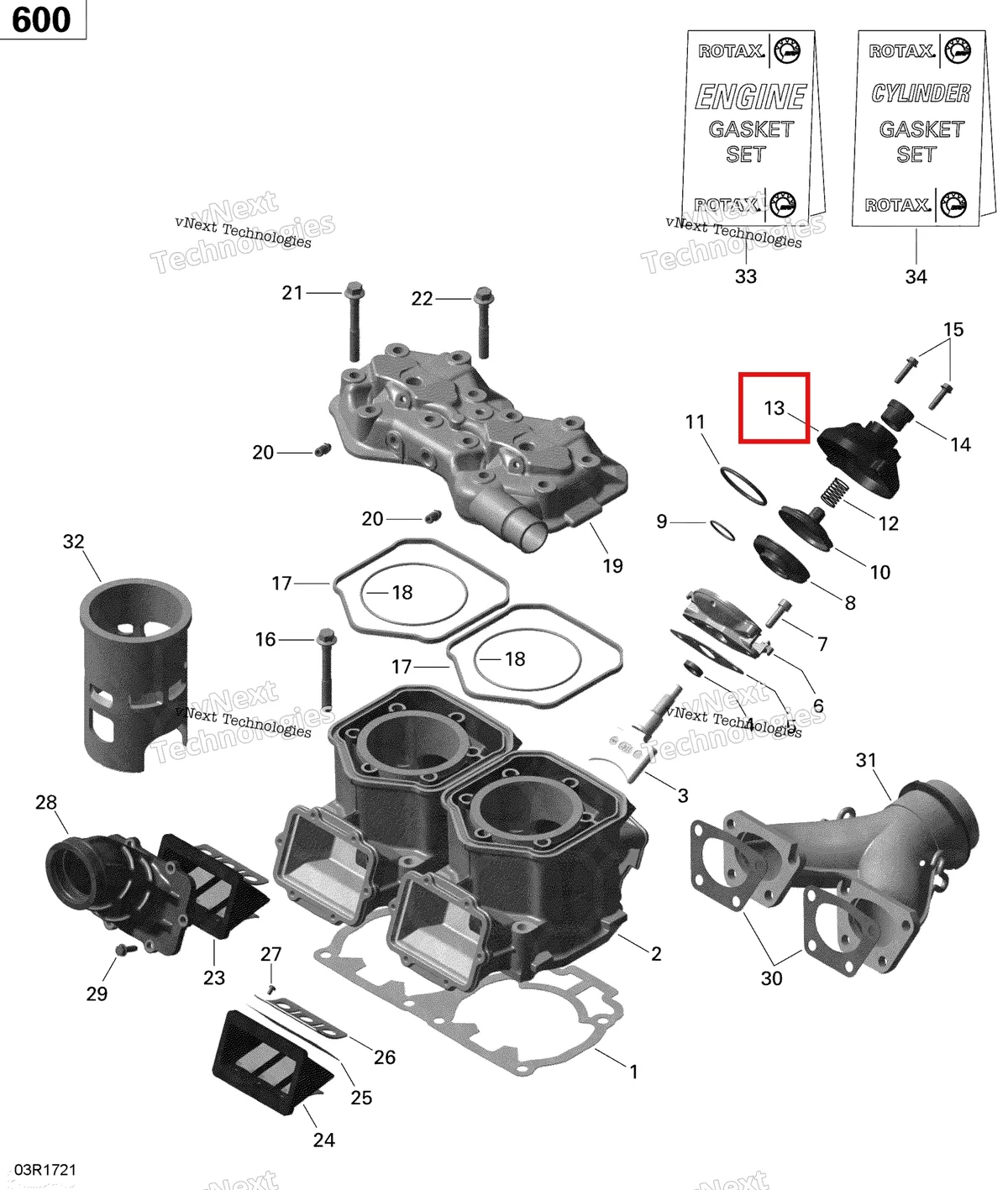 Деталь 420911552 (Крышка клапанная) на схеме узла 2020 Ski-Doo MXZ 600 CARB Engine - Cylinder And Cylinder Head - 600 Carb