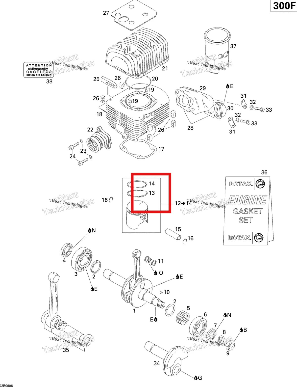 Деталь 420915850 (Деталь Rectangular Ring 72 Mm, Std) на схеме узла 2009 Ski-Doo Skandic Tundra Crankshaft, Piston And Cylinder