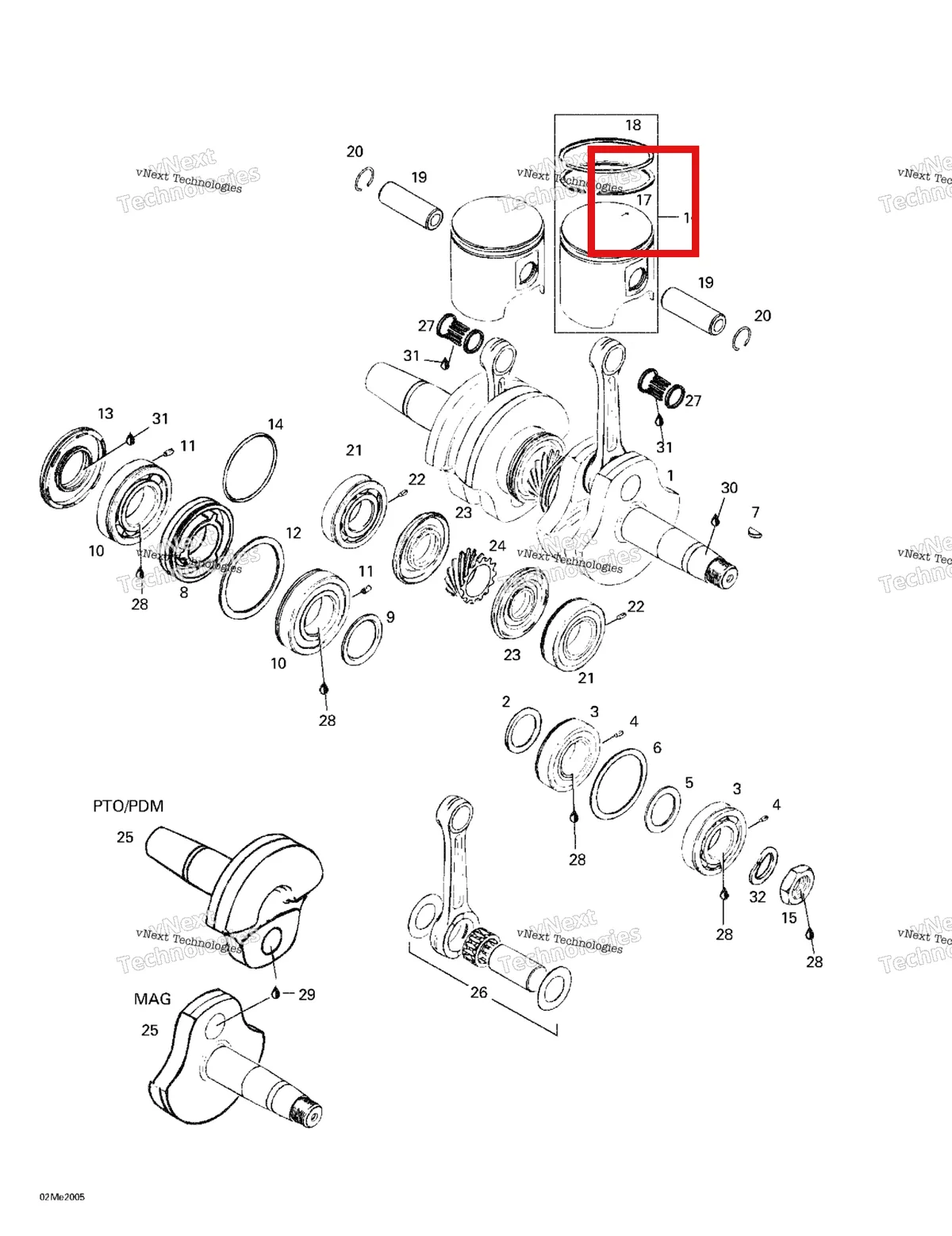 Деталь 420915985 (Деталь Retangular Ring 69.50 Mm) на схеме узла 2000 Ski-Doo Formula 500 LC Crankshaft And Pistons