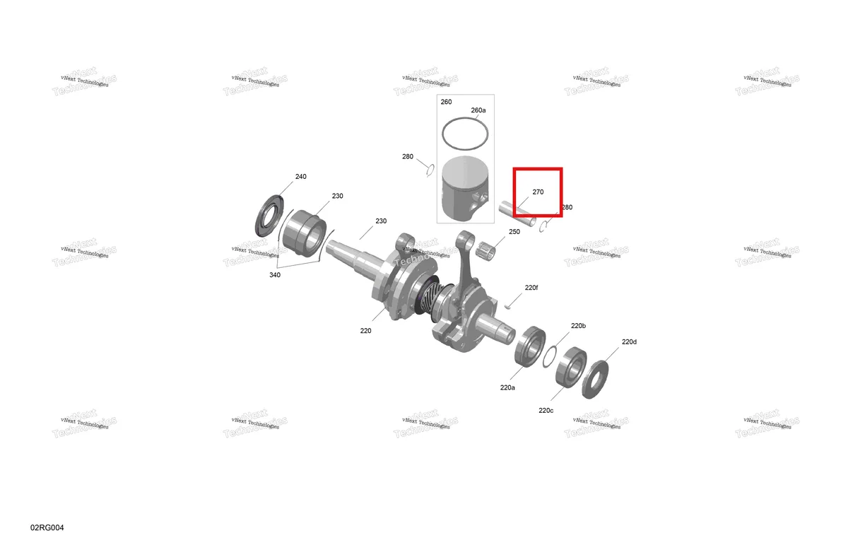 Деталь 420916480 (Палец поршневой) на схеме узла 2027 Ski-Doo SUMMIT - X - 850 E-TEC Turbo R - TPVH - Orange Crush - 16X154X3P5F Track - SHOT starter Rotax - Crankshaft And Pistons