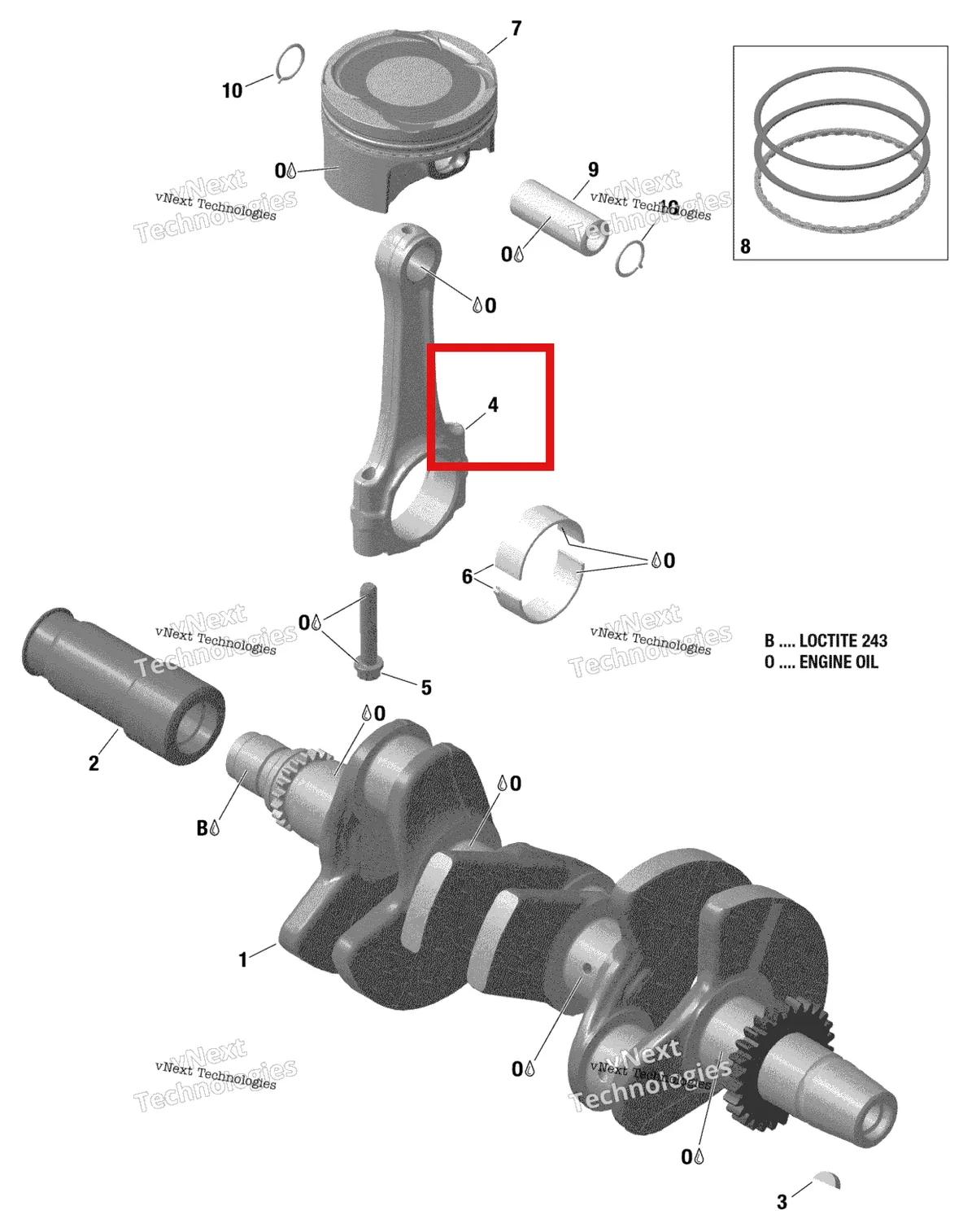 Деталь 420917706 на схеме узла 2021 Sea-Doo SPARK 900 ACE Rotax - Crankshaft And Pistons - 903 / Built Up To Nov 5 2020