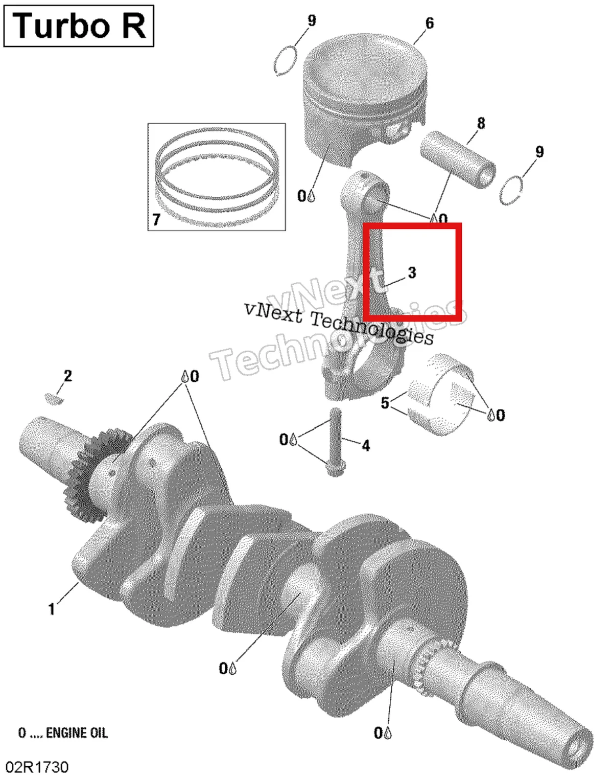 Деталь 420917746 на схеме узла 2019 Can-Am Maverick Turbo Crankshaft And Pistons