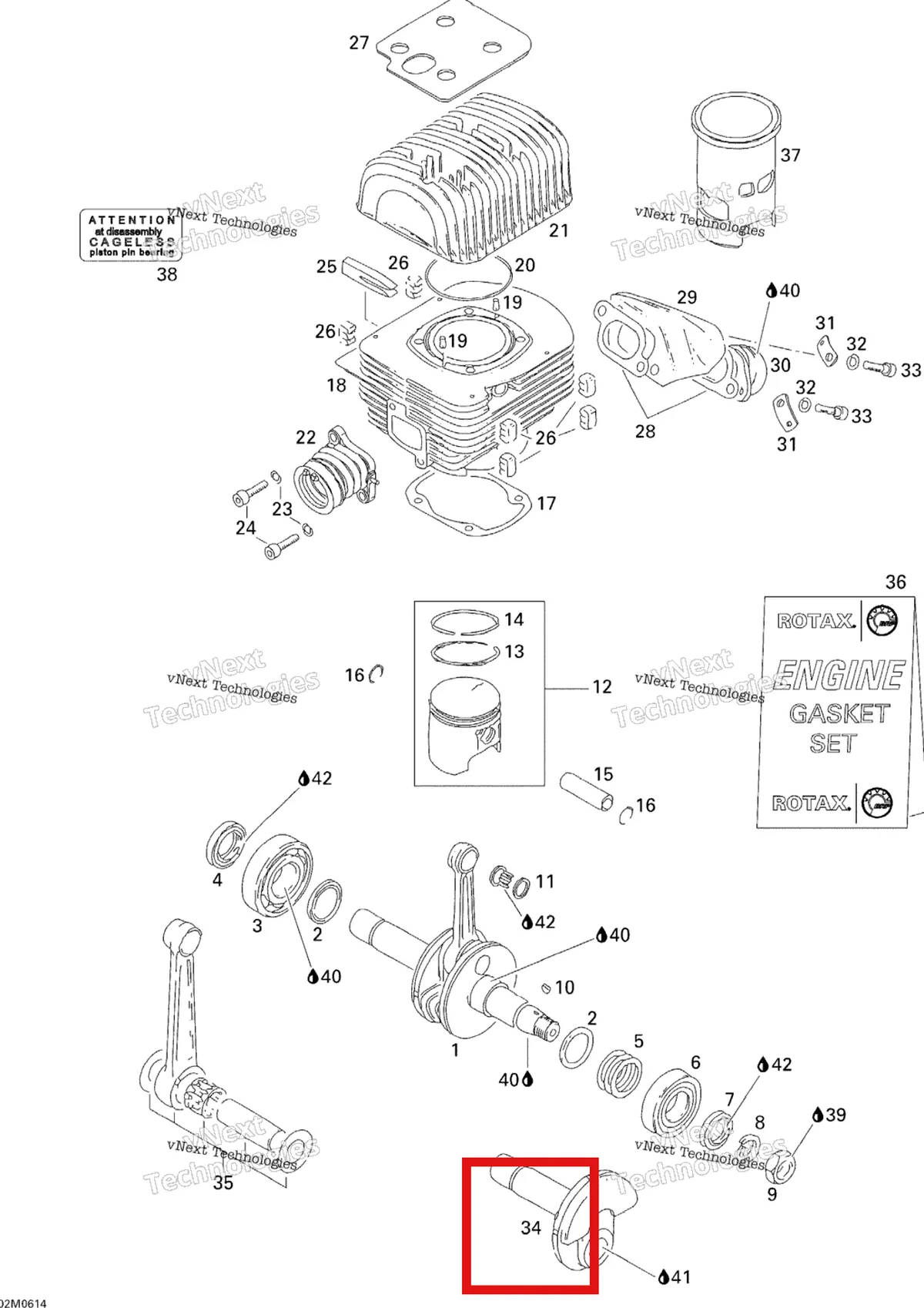 Деталь 420919955 на схеме узла 2006 Ski-Doo Freestyle 300F Crankshaft And Pistons
