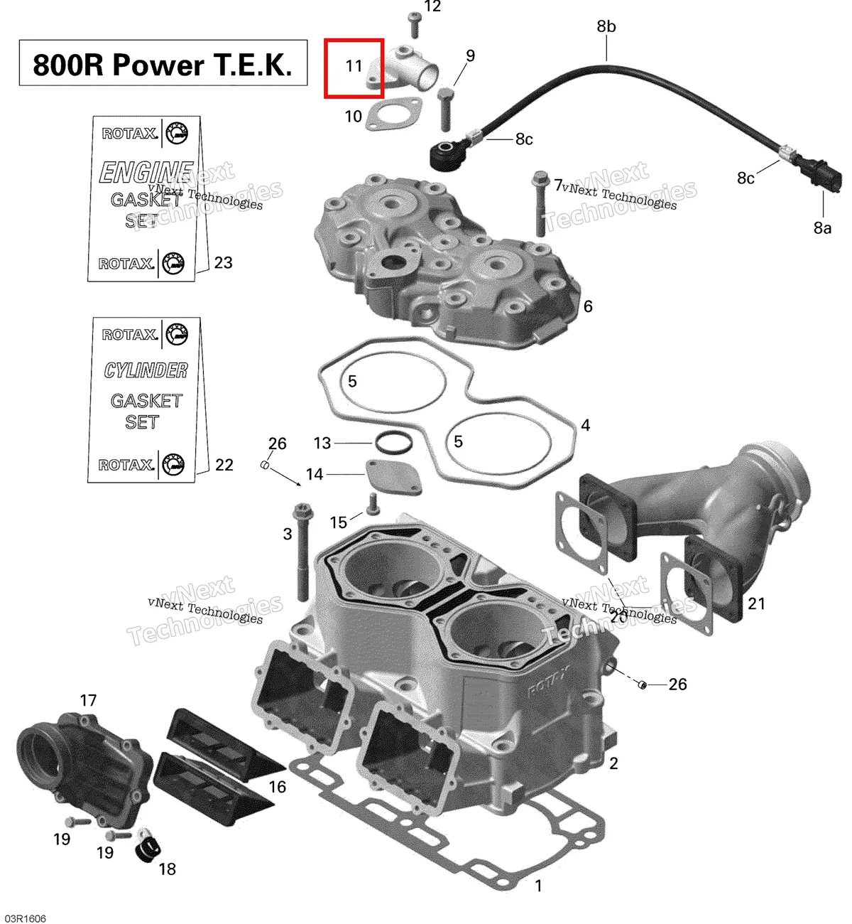Деталь 420922062 (Деталь Outlet Socket) на схеме узла 2016 Ski-Doo SUMMIT 800R P-TEK Cylinder And Cylinder Head - 800R Ptek