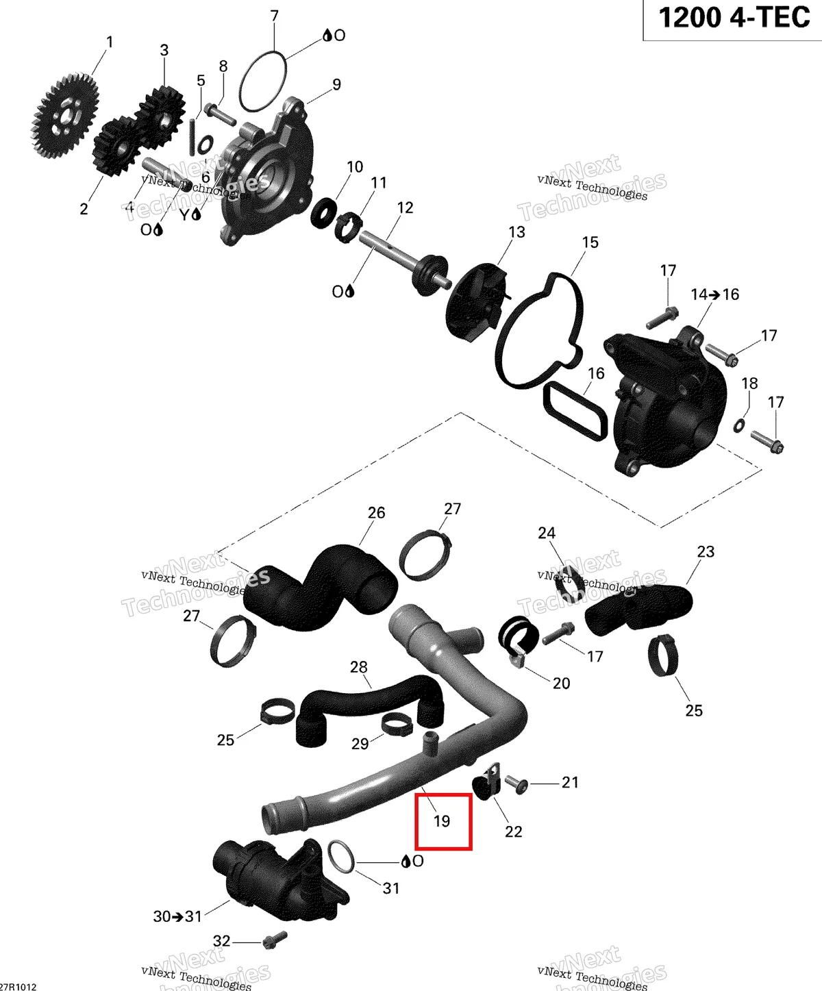 Деталь 420922080 на схеме узла 2010 Ski-Doo GSX LE 1200 Engine Cooling