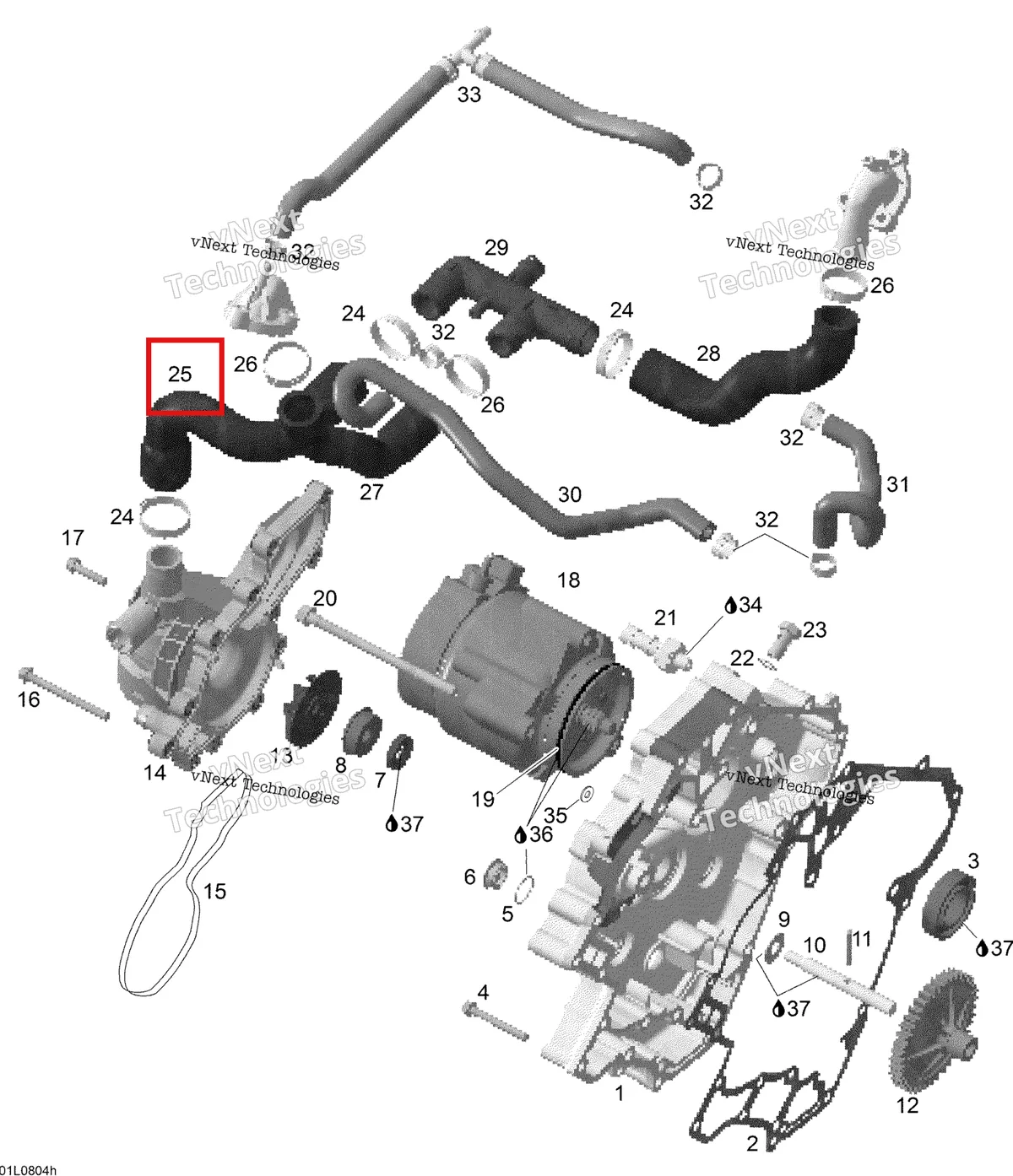 Деталь 420922180 (Шланг) на схеме узла 2008 Ski-Doo Expedition V-1300 Waterpump And Alternator