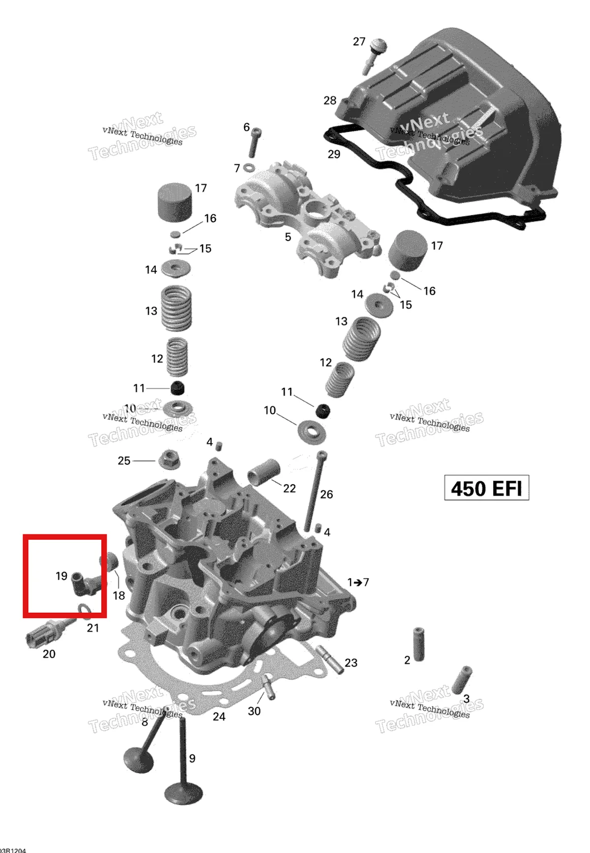 Деталь 420922242 на схеме узла 2015 Can-Am DS 450EFI STD Cylinder Head