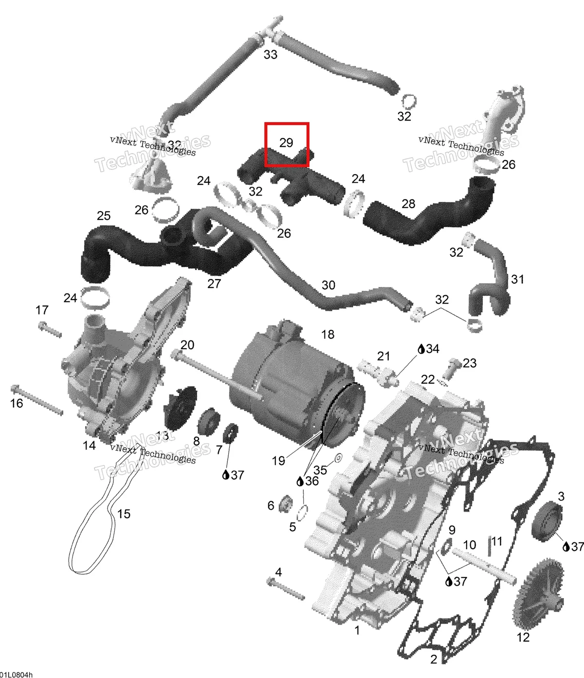 Деталь 420922280 (Деталь Hose Joining Nipple) на схеме узла 2008 Ski-Doo Expedition V-1300 Waterpump And Alternator