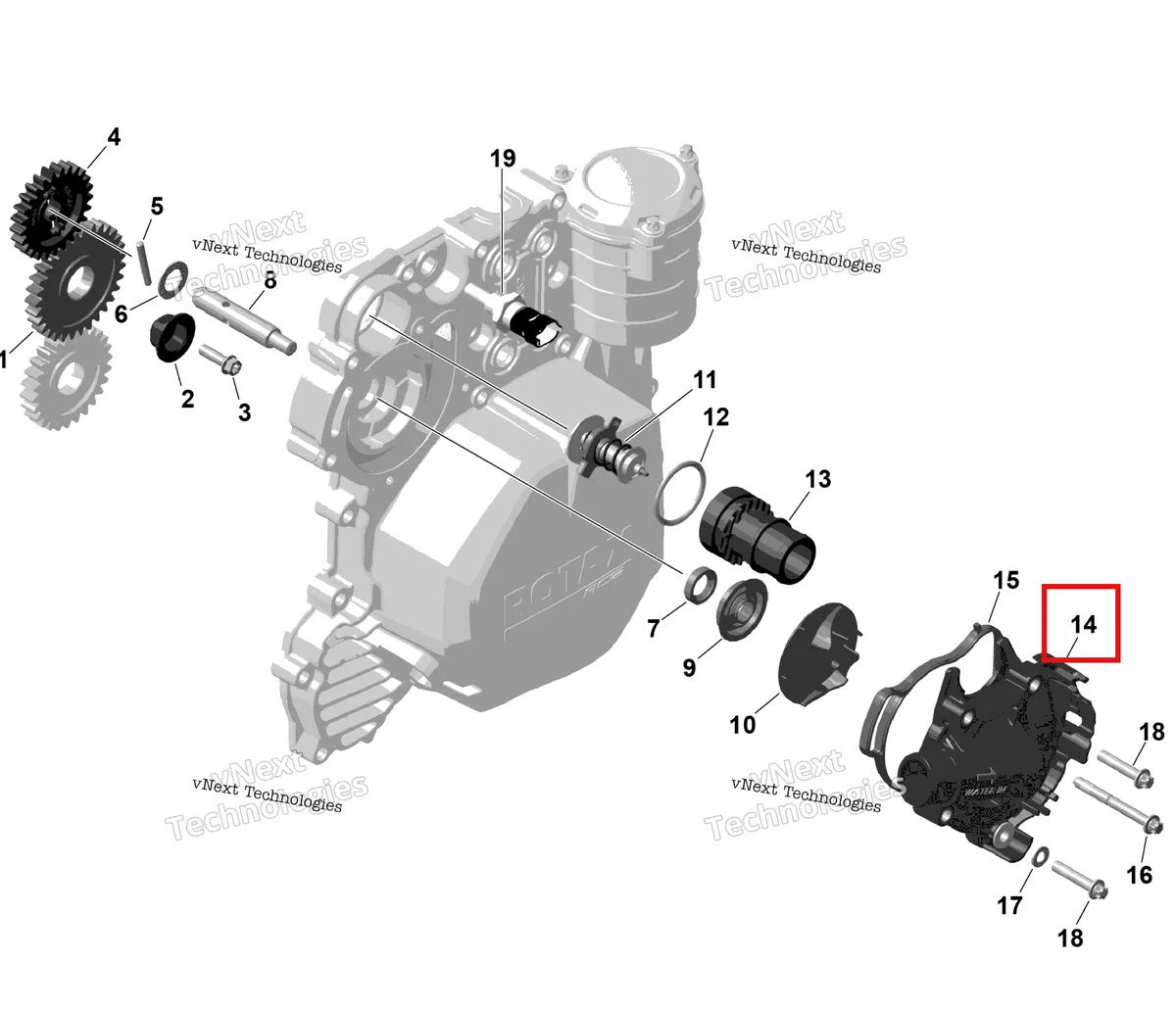 Деталь 420922293 (Деталь Water Pump Housing Ass'y. Includes 14 To 15) на схеме узла 2026 Sea-Doo SPARK - 900 ACE - BASE - 61TA - Sunrise Orange - 2UP Rotax - Engine Cooling