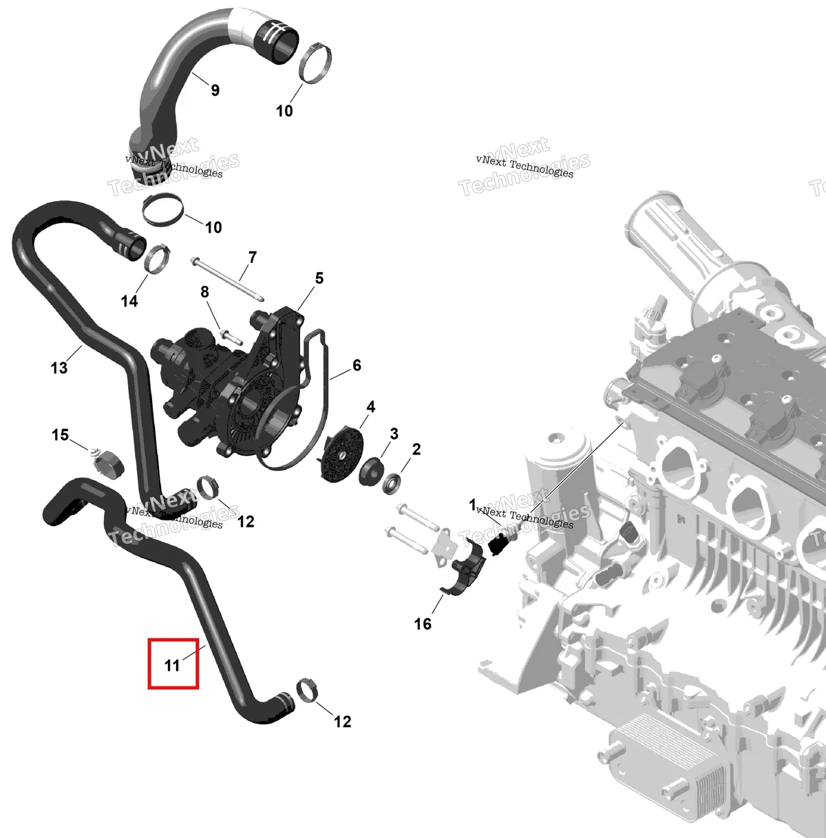 Деталь 420922834 на схеме узла 2026 Sea-Doo GTI - 130 - STD - 38TB - Bright White Rotax - Engine Cooling