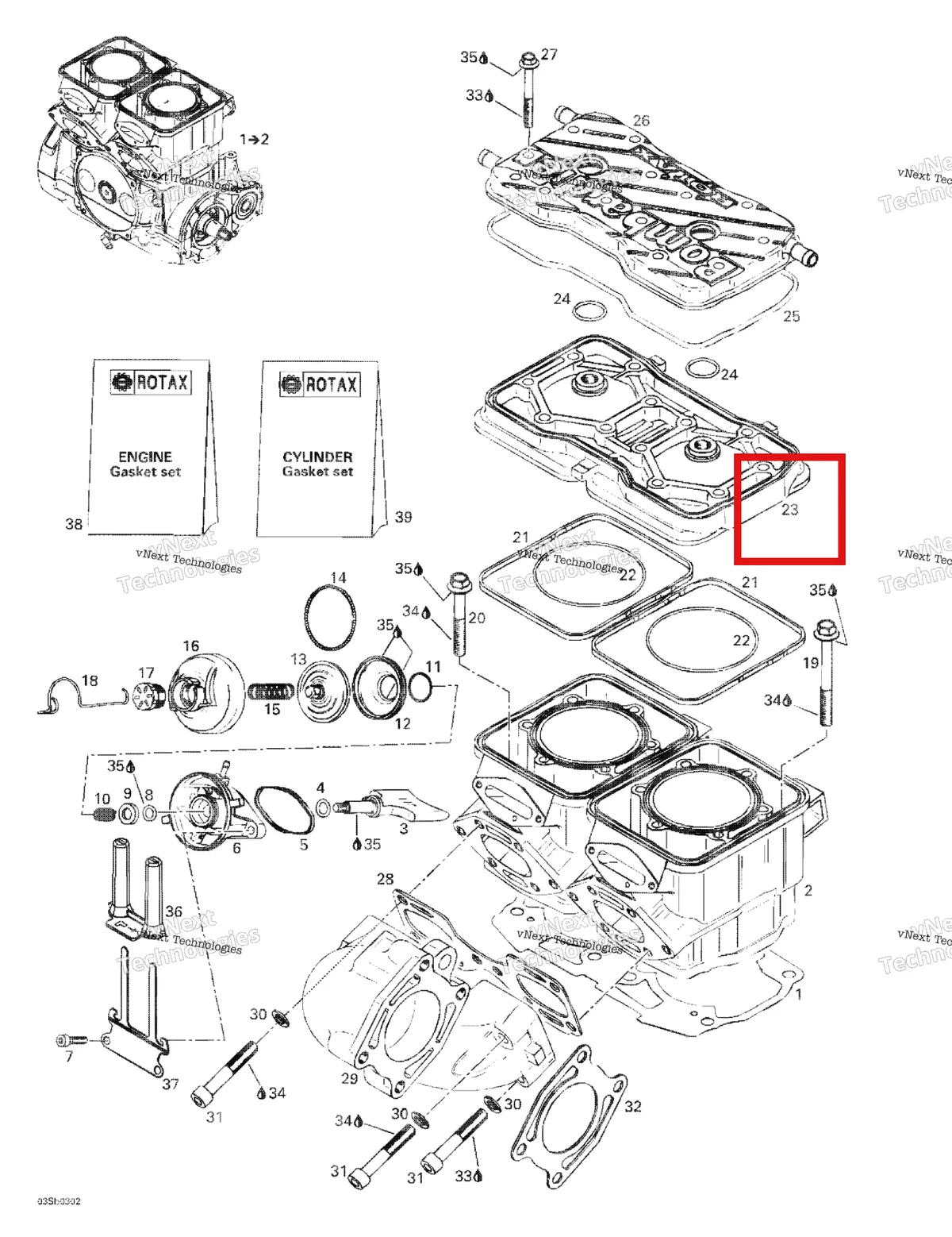 Схема применяемости: Головка цилиндр Sea-Doo 420923308