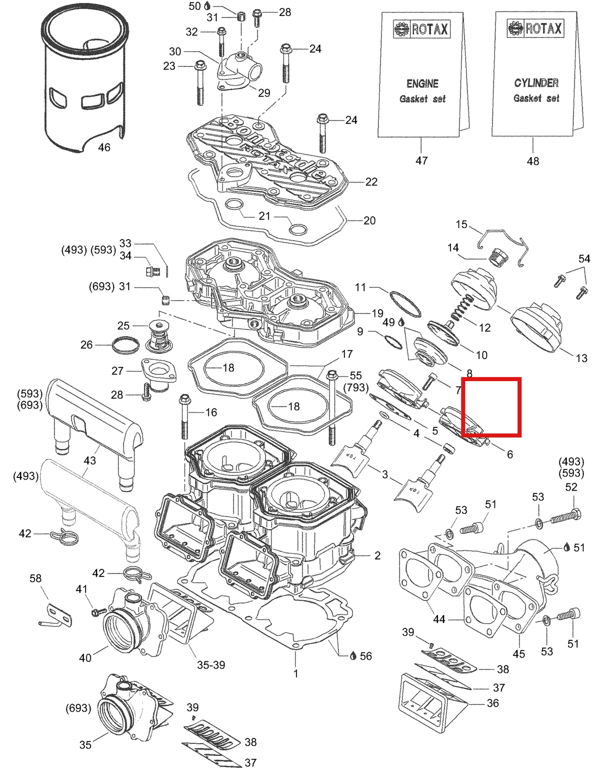 Деталь 420923458 (Деталь Cylinderhead, Grey) на схеме узла 01- Cylinder