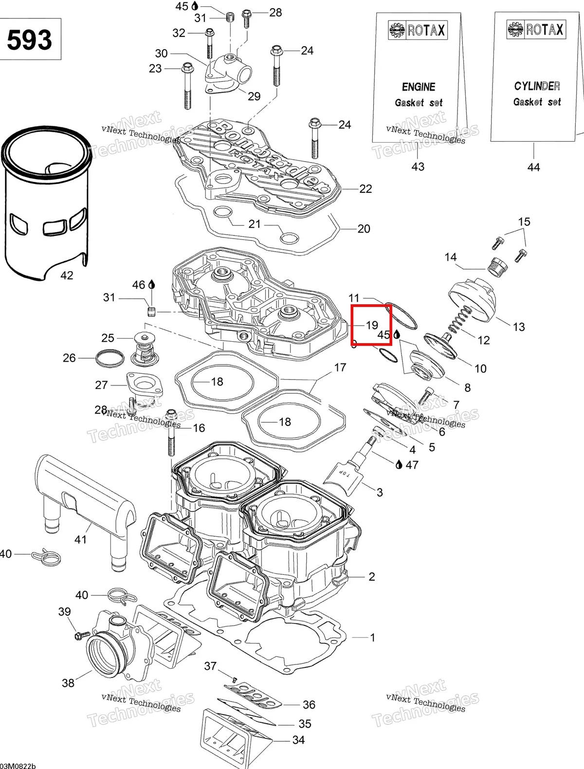 Деталь 420923459 (Деталь Cylindertopplock, Grey) на схеме узла 2008 Ski-Doo Skandic WT 600 Cylinder And Cylinder Head Wt 600