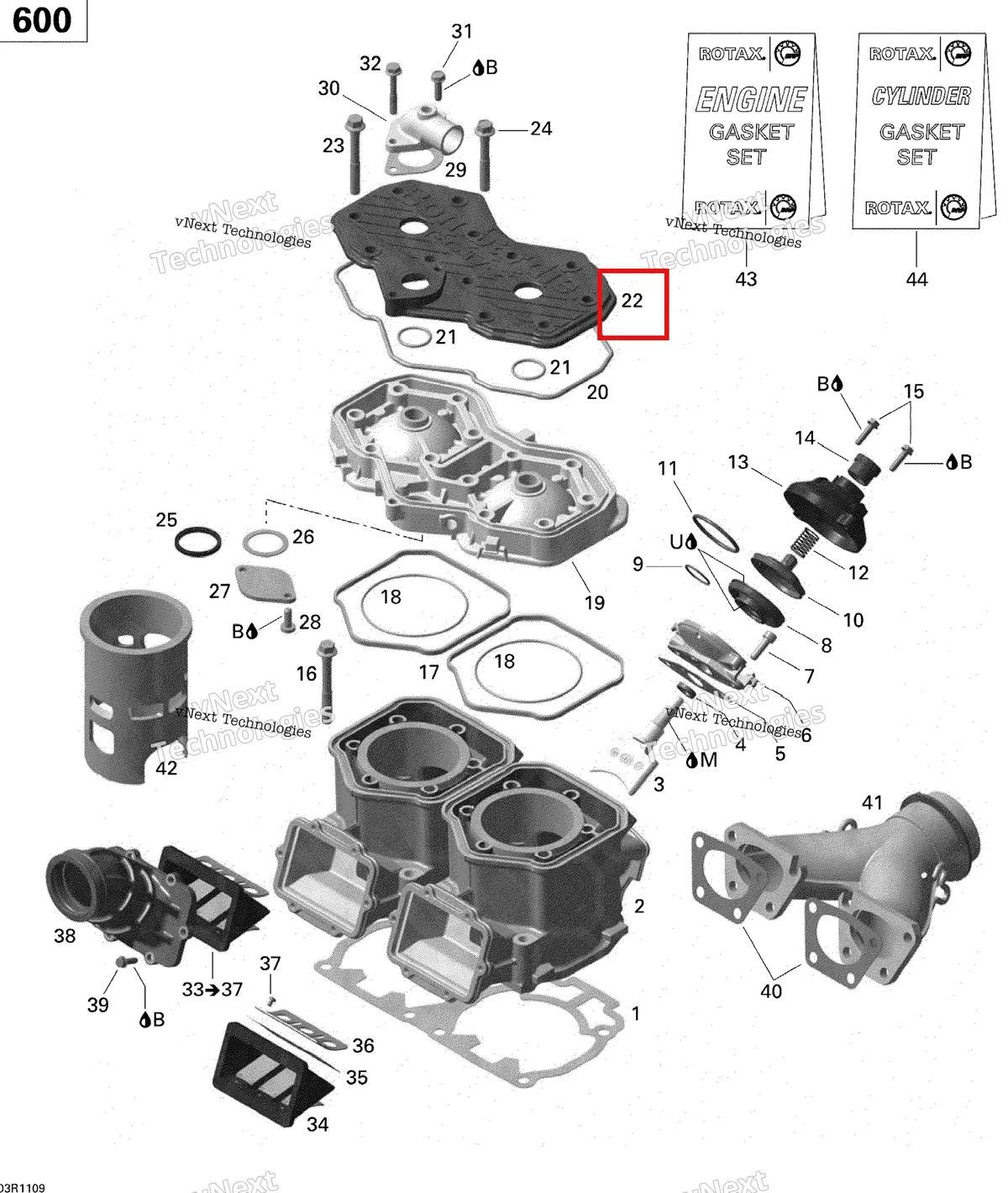 Деталь 420923465 (Деталь Cylinderhead Cover (silver)) на схеме узла 2011 Ski-Doo Grand Touring Sport 600 XP Cylinder And Cylinder Head