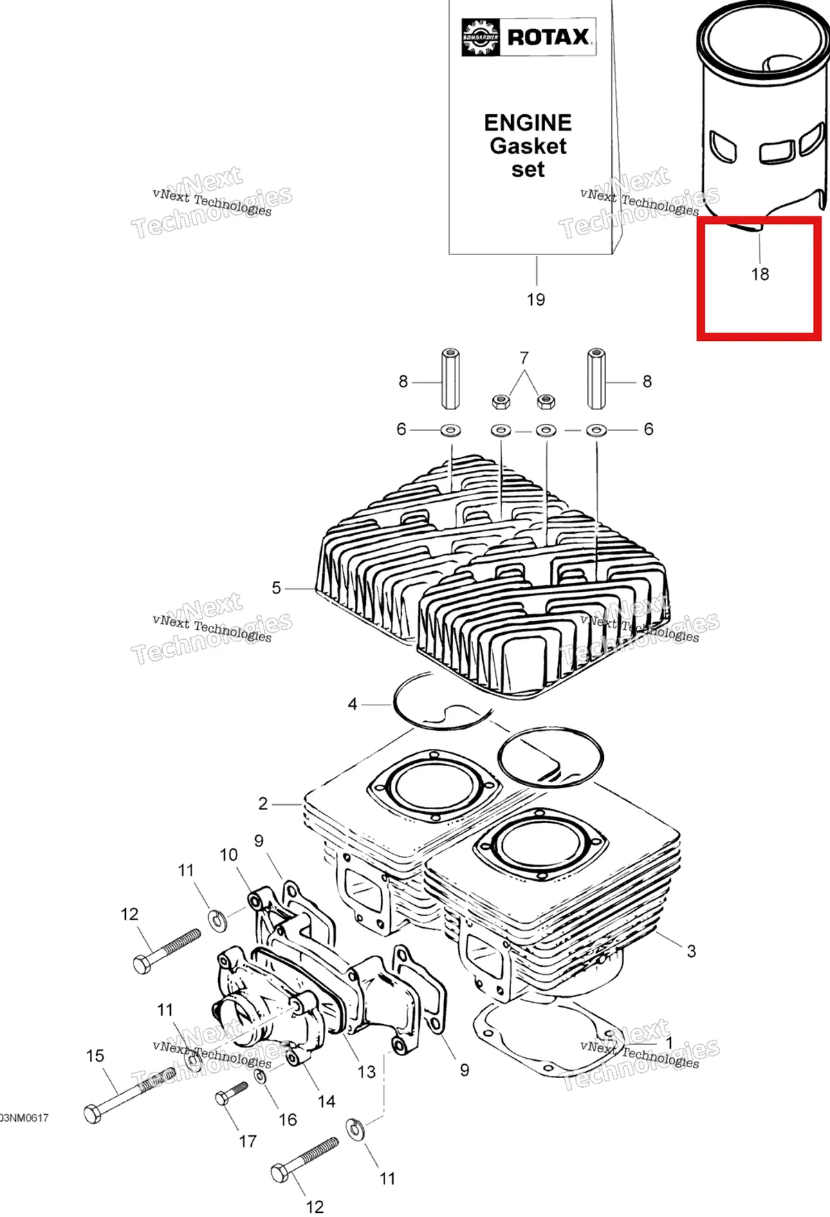 Деталь 420923533 (Запасной Вставной Цилиндр) на схеме узла 2006 Ski-Doo Skandic LT 440F Cylinder And Cylinder Head