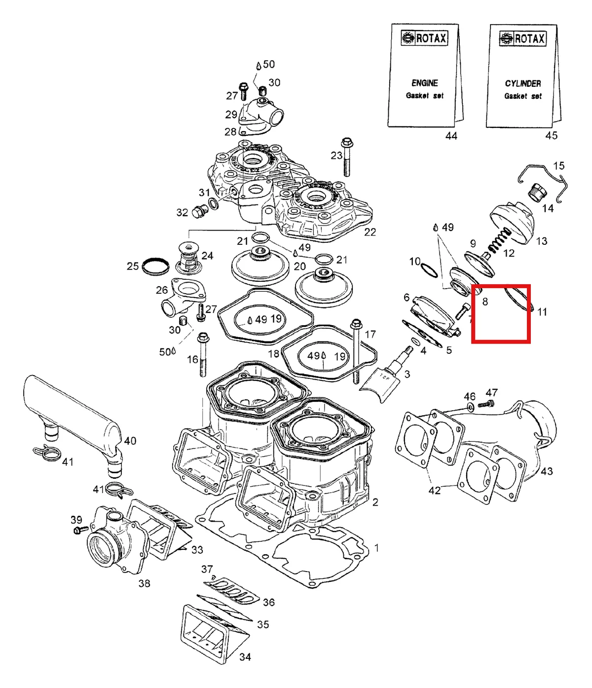 Деталь 420923732 (Деталь Cylinderhead, Yellow) на схеме узла 01- Cylinder