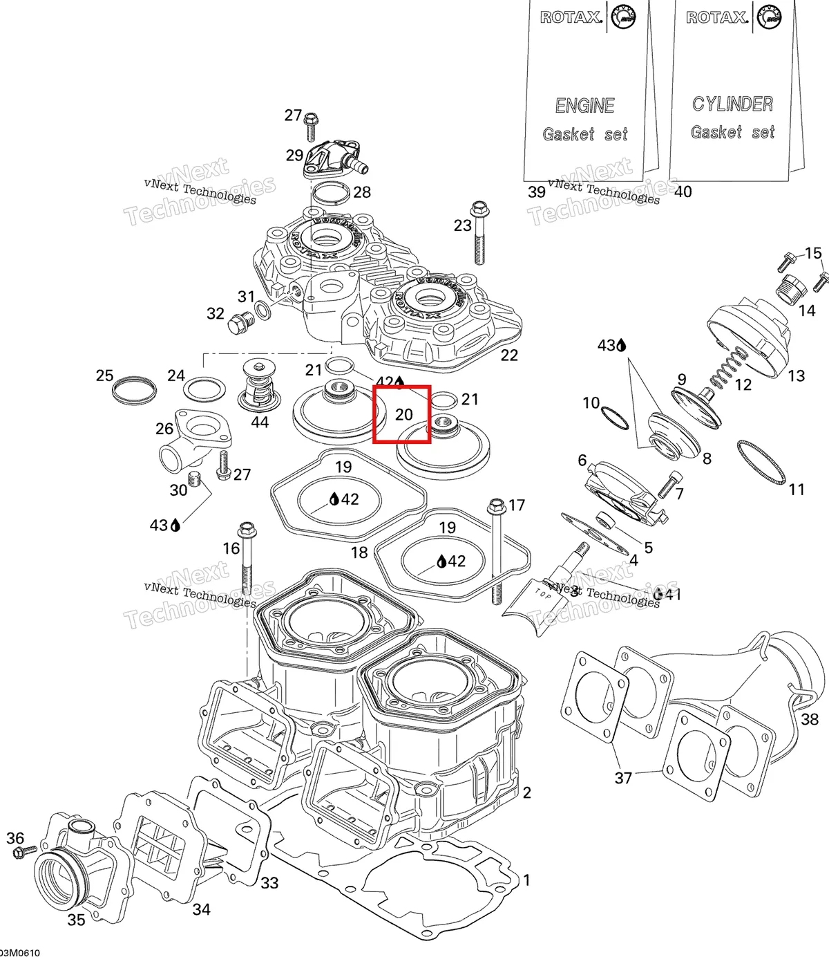 Деталь 420923877 (Деталь Combustion Chamber) на схеме узла 2006 Ski-Doo MX Z 440 Racing Cylinder And Exhaust Manifold