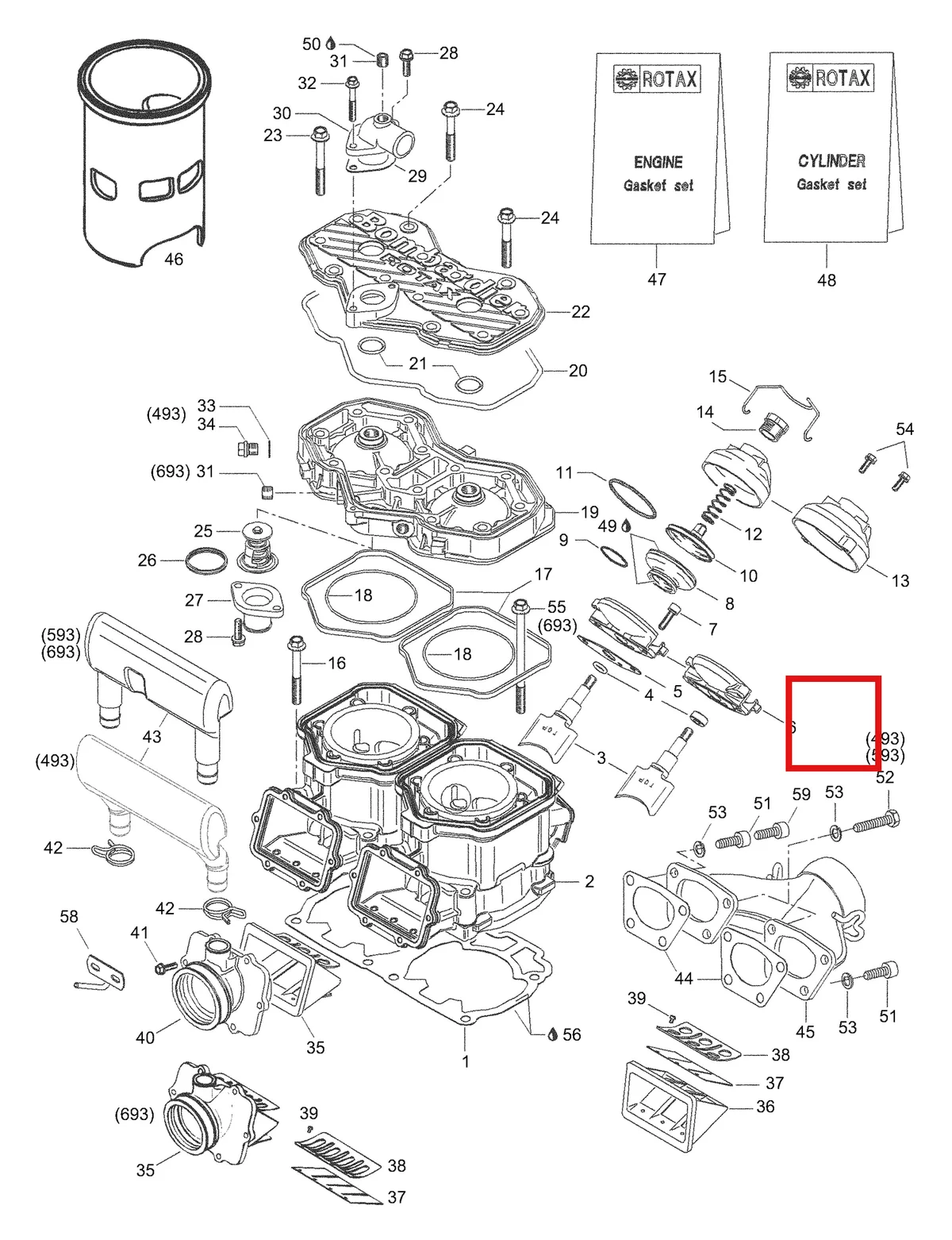 Деталь 420923881 (Деталь Cylinderhead, Grey) на схеме узла 01- Cylinder