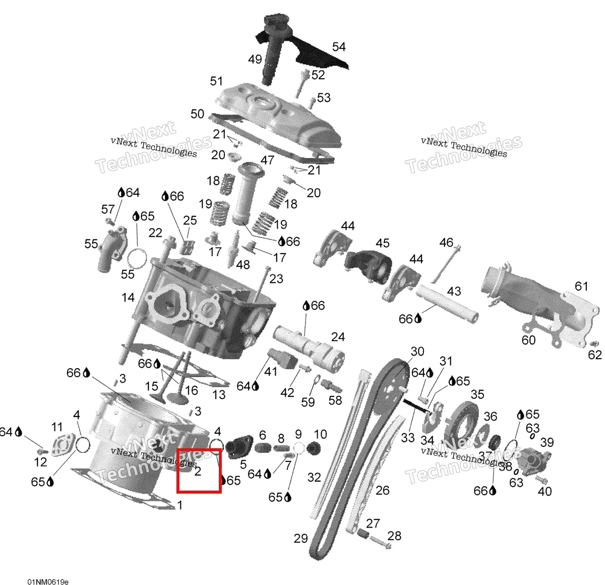Деталь 420923948 (Cylinder AssвЂ™y. Includes Items 2 Thru 3) на схеме узла 2006 Ski-Doo Expedition V-1000 Cylinder And Cylinder Head, Rear Side