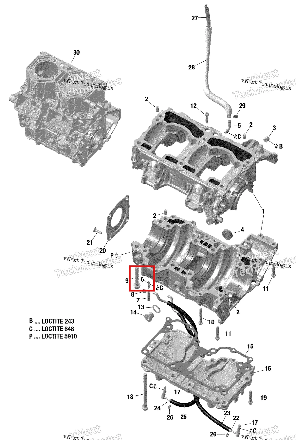 Деталь 420924159 на схеме узла 2019 Ski-Doo FREERIDE 137 850 E-TEC Crankcase