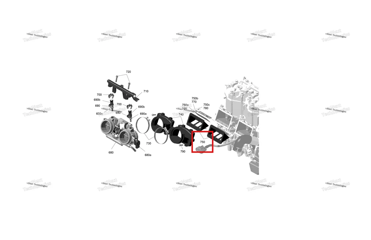 Деталь 420924519 (Рид Клапан) на схеме узла 2027 Ski-Doo SUMMIT - NEO - 600 EFI - TWVA - Deep Black - 14X146X1.6CF Track Rotax - Electronic Fuel Injection