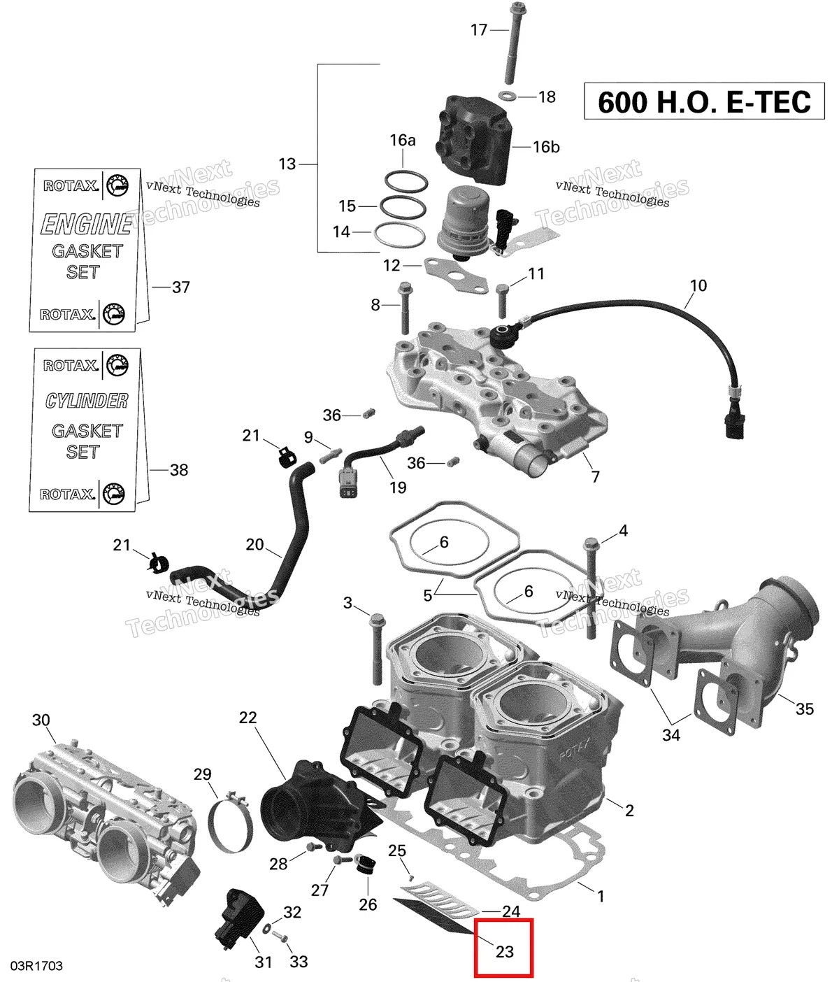 Деталь 420924680 (Лепесток) на схеме узла 2020 Ski-Doo SKANDIC WT 600HO E-TEC Engine - Cylinder And Injection System - 600Ho E-Tec