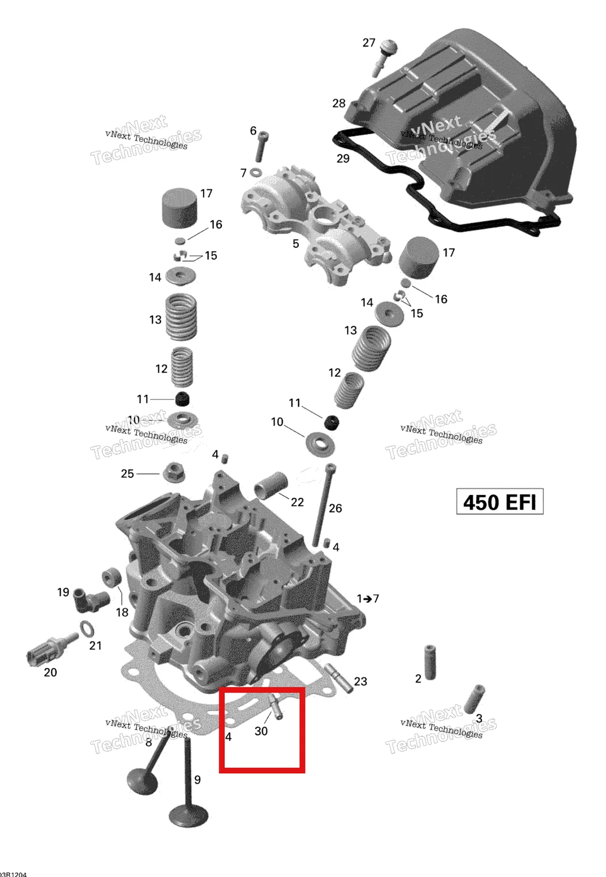 Деталь 420924722 на схеме узла 2015 Can-Am DS 450EFI STD Cylinder Head