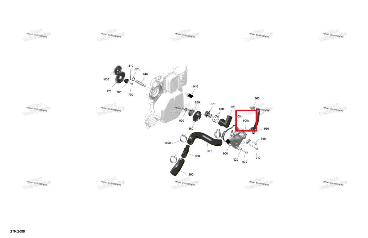 Деталь 420924925 на схеме узла 2027 Ski-Doo RENEGADE - X-RS - 900 ACE TURBO R - DAVM - Circuit Yellow - 15X137X1.25IR Track Rotax - Engine Cooling
