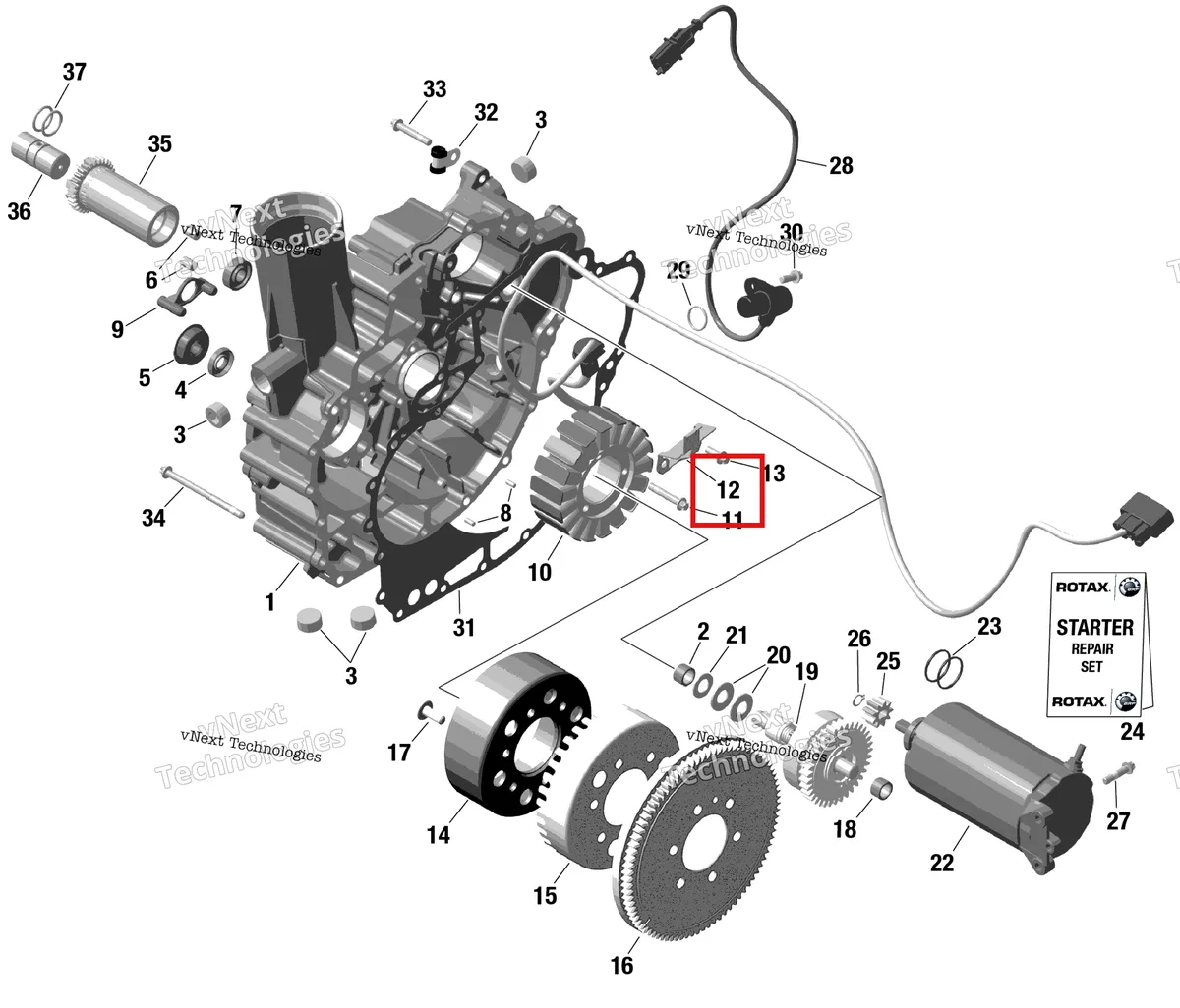 Деталь 420926300 (Retaining пластина Sea-Doo RXP (2016) (420926300)) на схеме узла 2023 Sea-Doo GTI SE 130 Rotax - Magneto And Electric Starter With Idf