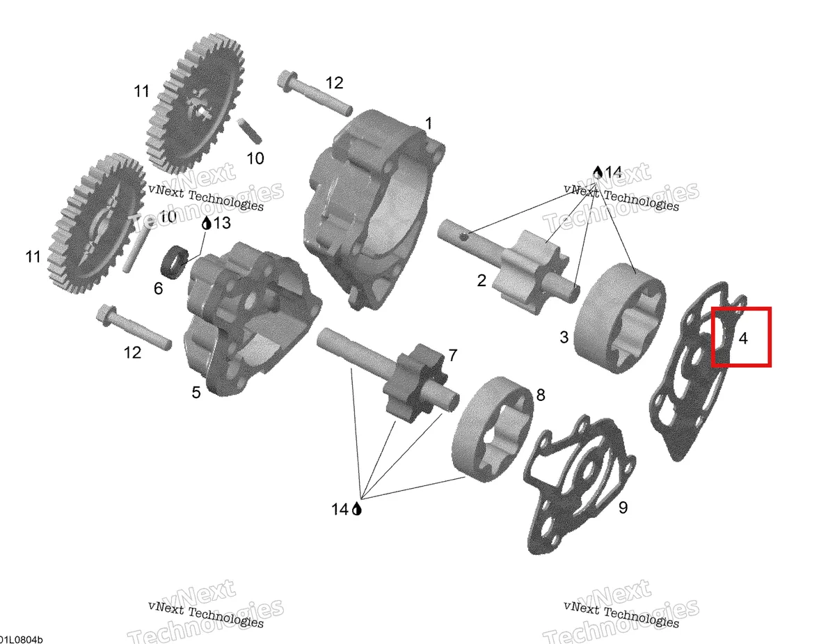 Деталь 420926325 (Деталь Intermediate Plate) на схеме узла 2008 Ski-Doo Expedition V-1300 Oil Pump