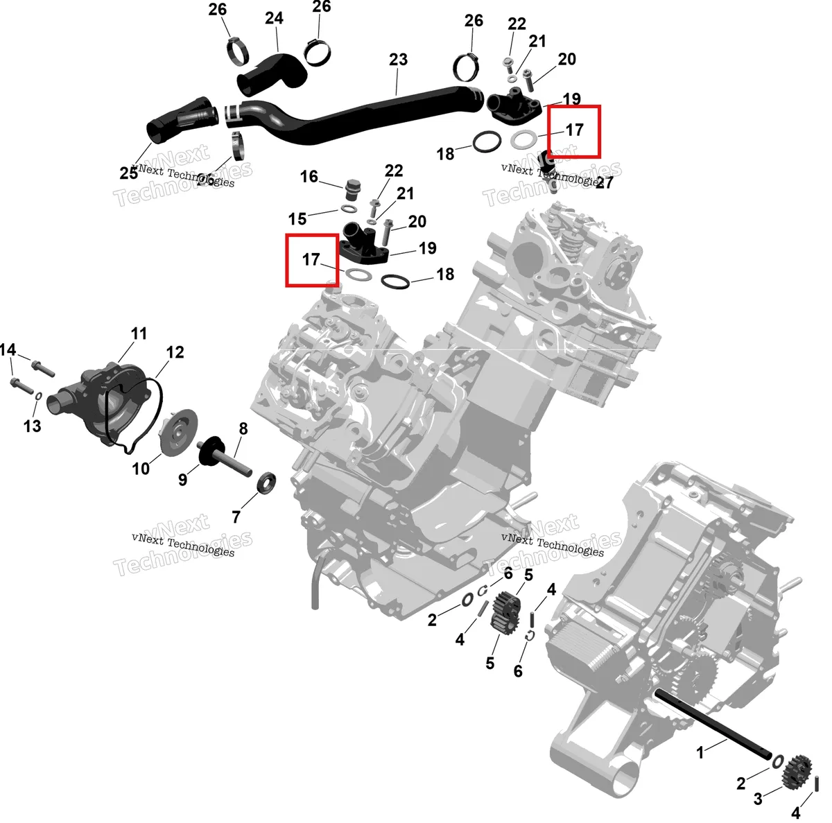 Деталь 420927837 (Деталь Spacer. Includes 40 To 41) на схеме узла 2026 Can-Am RENEGADE - 4X4 - XMR - 1000R EFI - 5UTA - Hyper Silver Rotax - Engine Cooling