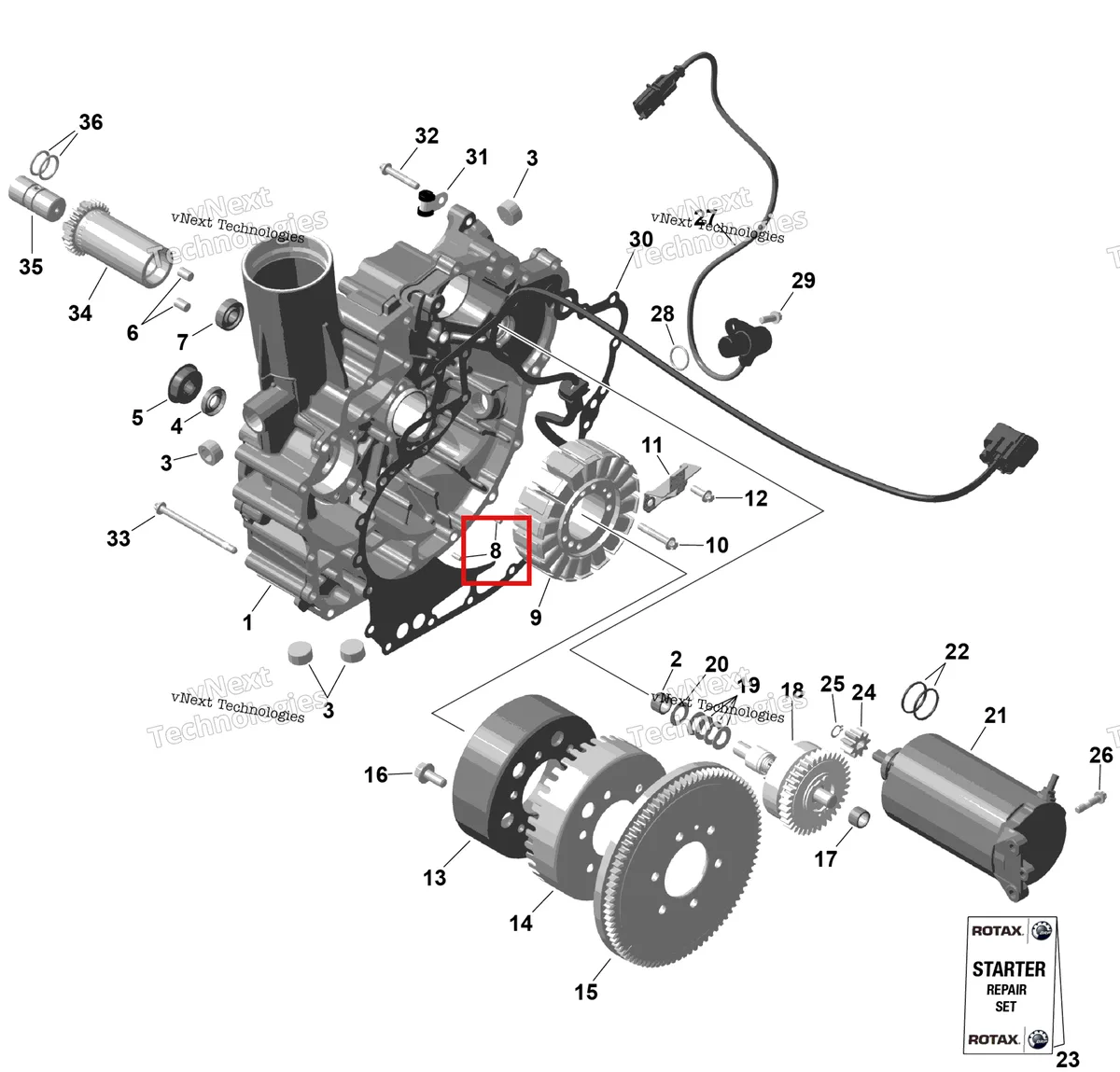 Деталь 420929070 на схеме узла 2026 Sea-Doo GTI - 130 - SE - 29TB - Teal Blue Metalic - Audio Rotax - Magneto And Electric Starter