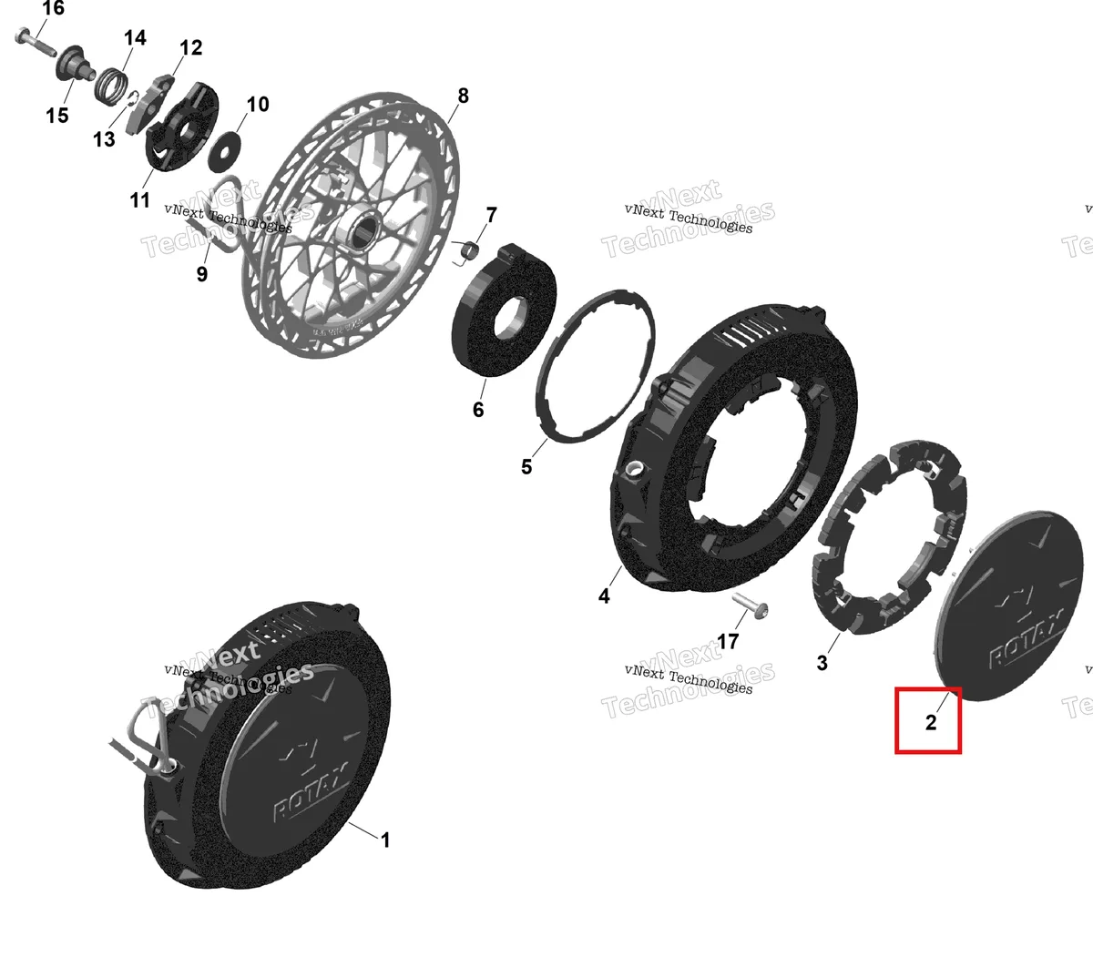 Деталь 420929198 на схеме узла 2025 Ski-Doo BACKCOUNTRY - 850 E-TEC - X - UXSD - Monument Gray - 146X16X2.0P Track Rotax - Rewind Starter