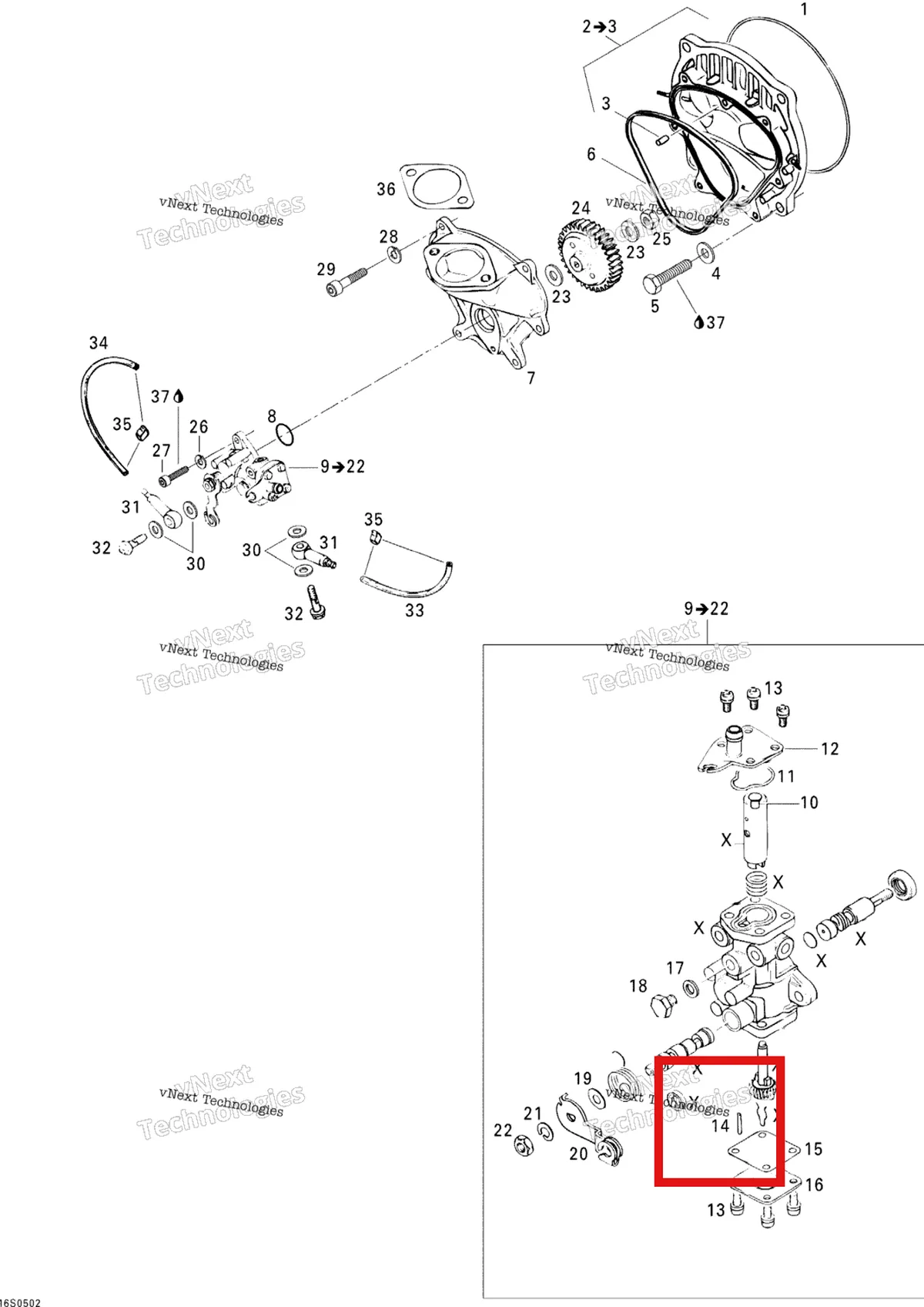 Деталь 420929900 на схеме узла 2005 Sea-Doo GTI Oil Injection Pump And Rotary Valve