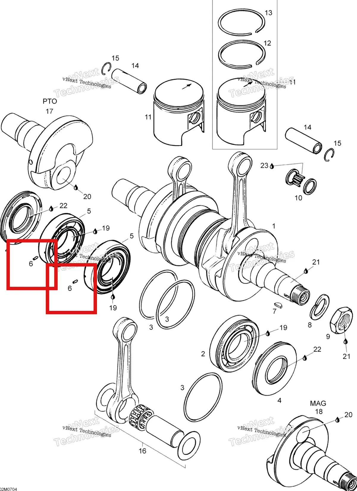 Деталь 420929972 (Штифт) на схеме узла 2007 Ski-Doo Skandic LT 440F Crankshaft And Pistons
