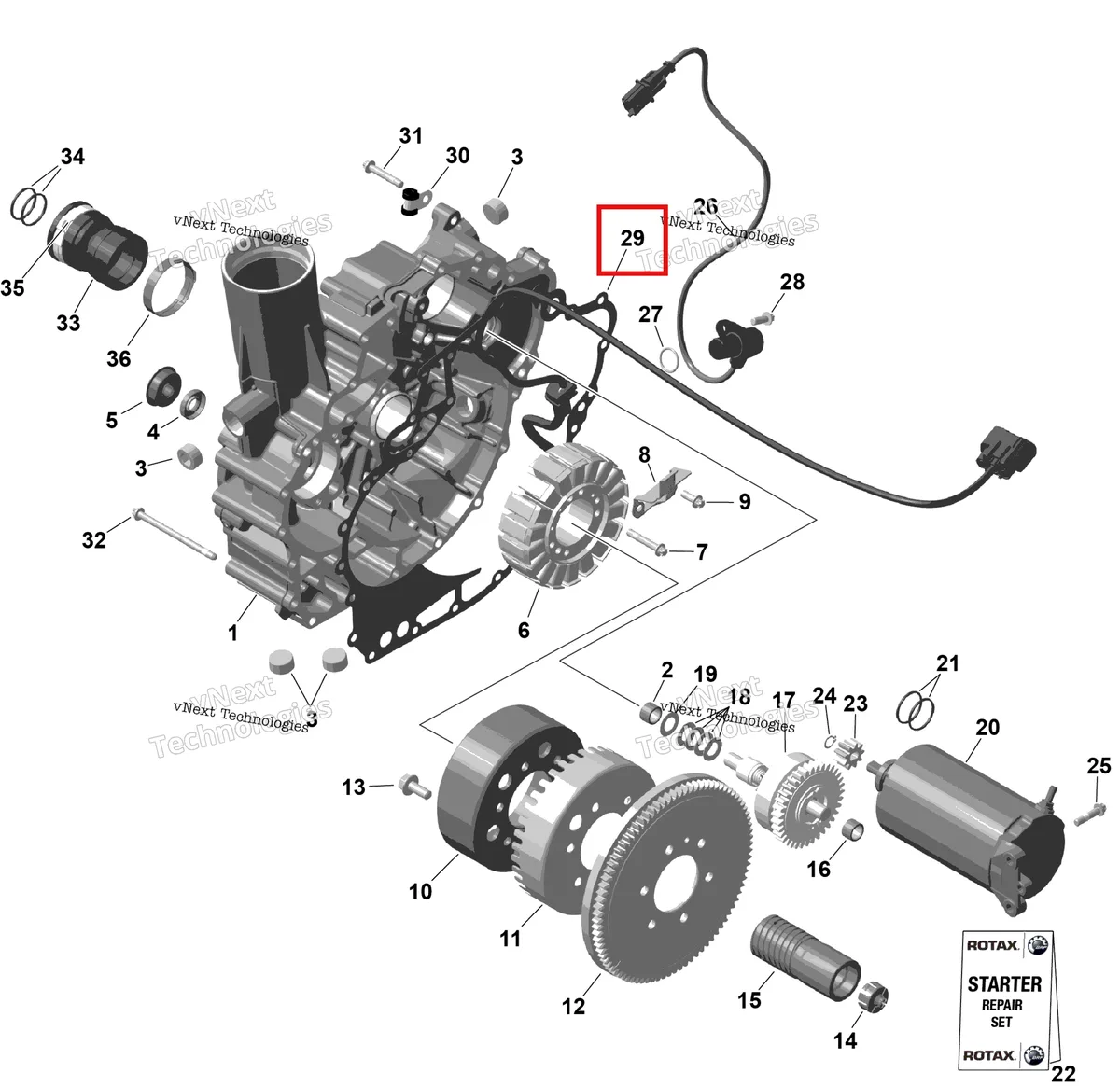 Деталь 420931130 на схеме узла 2026 Sea-Doo GTI - 130 - STD - 38TB - Bright White Rotax - Magneto And Electric Starter