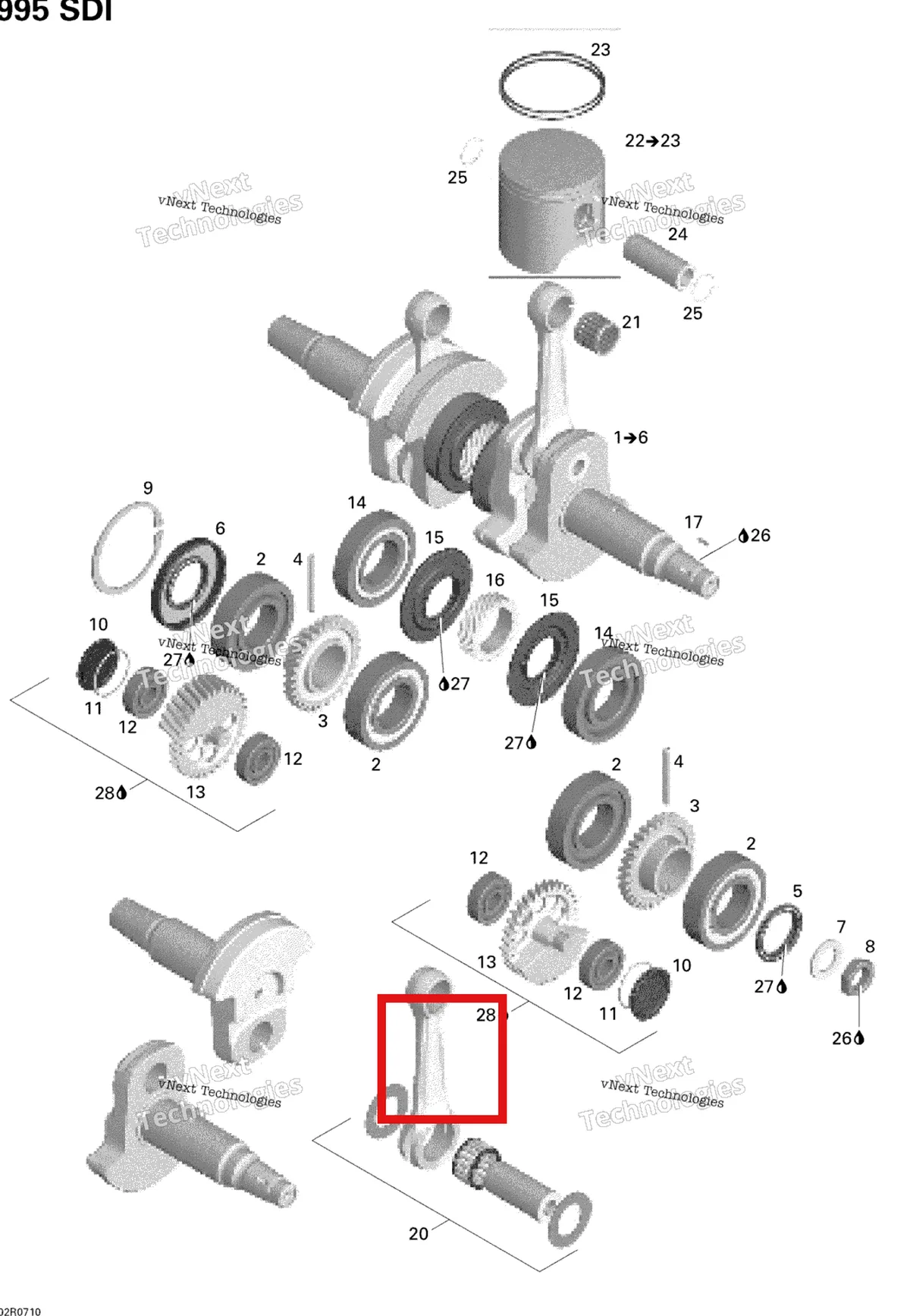 Деталь 420931287 на схеме узла 2007 Ski-Doo MACH Z Adrenaline Crankshaft And Pistons
