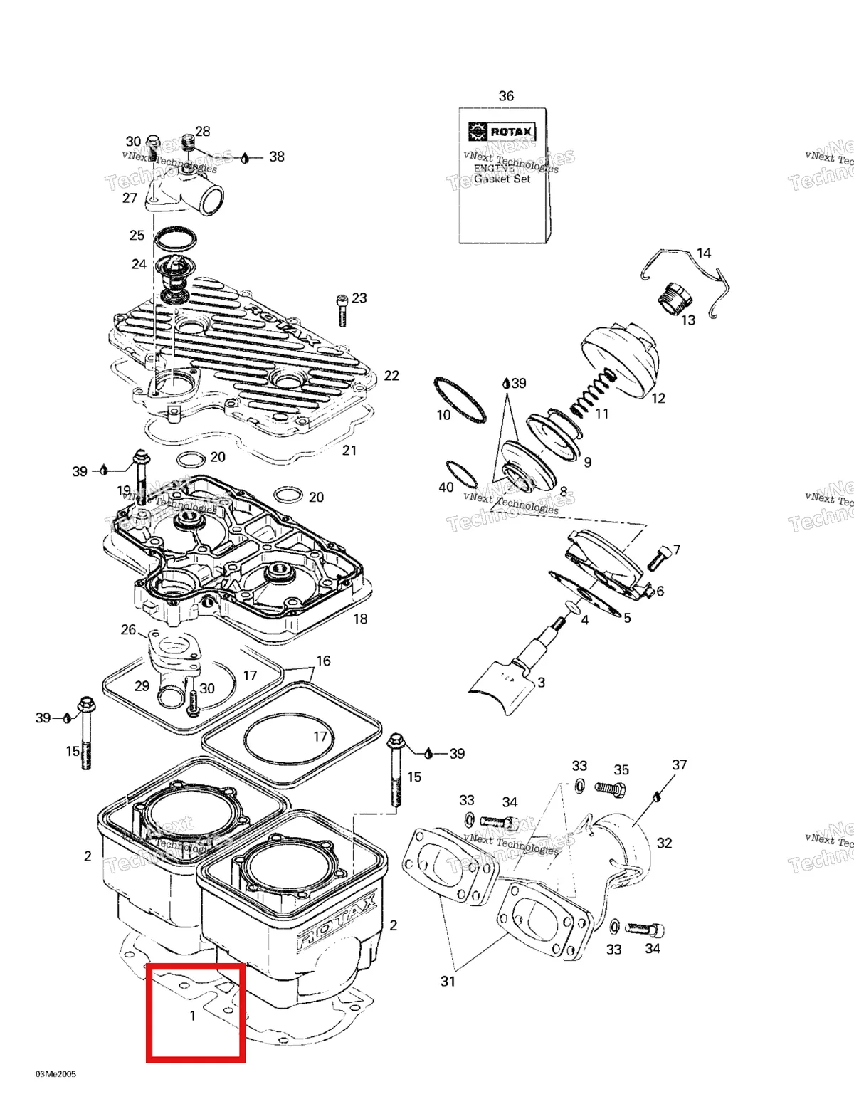 Деталь 420931361 (Деталь Gasket, 0,4 Mm) на схеме узла 2000 Ski-Doo Formula 500 LC Cylinder, Exhaust Manifold