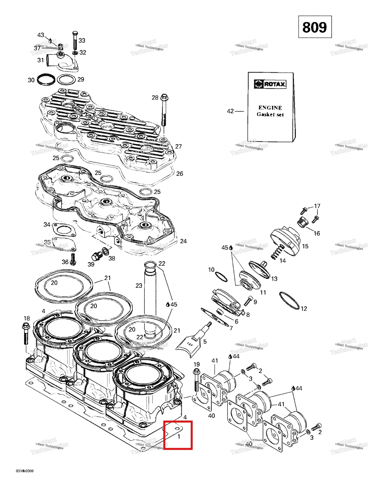 Деталь 420931622 на схеме узла 2003 Ski-Doo Mach Z Cylinder, Exhaust Manifold
