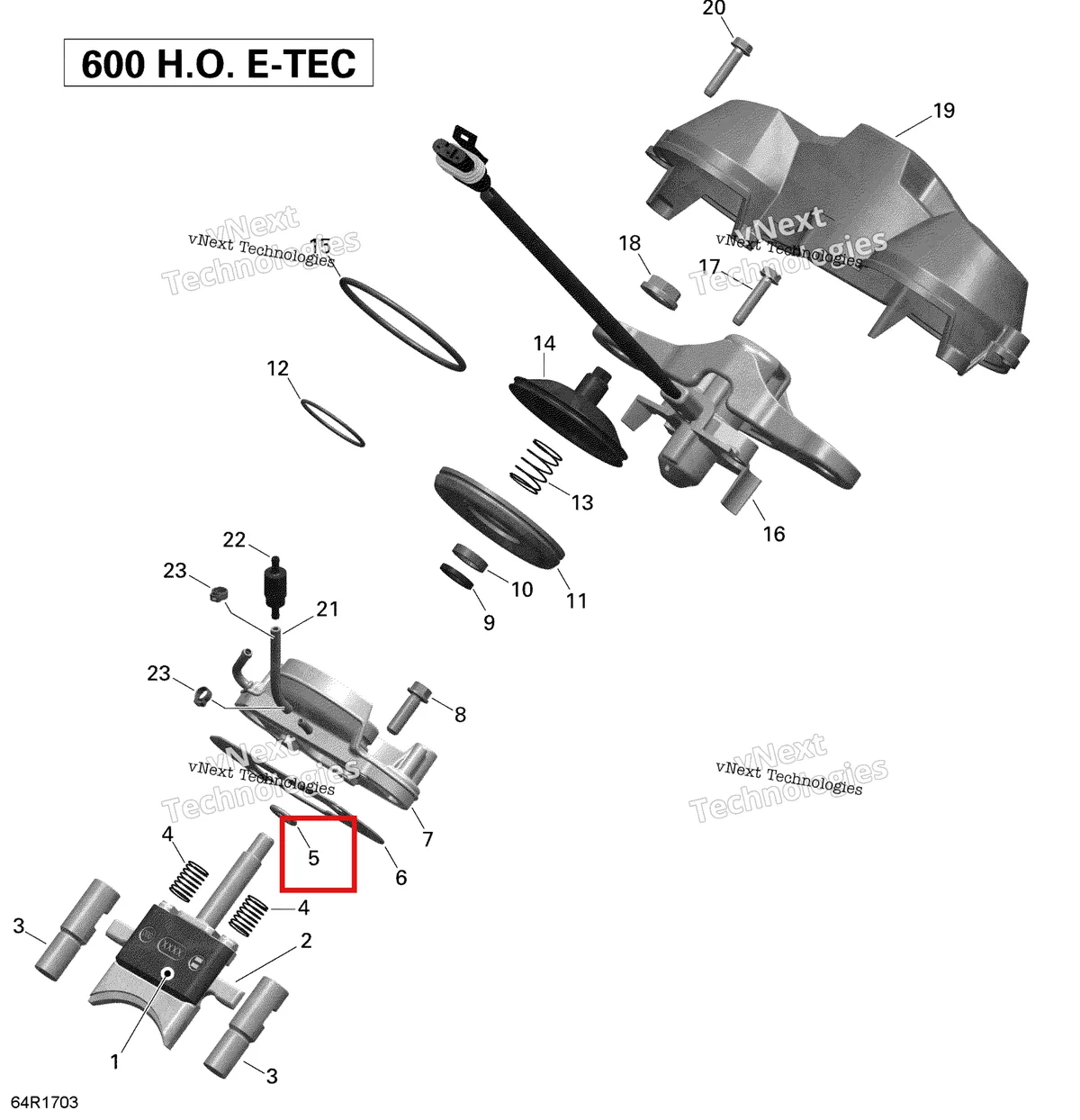 Деталь 420931765 (Уплотнительное кольцо) на схеме узла 2020 Ski-Doo SKANDIC WT 600HO E-TEC Engine - 3D Rave - 600Ho E-Tec