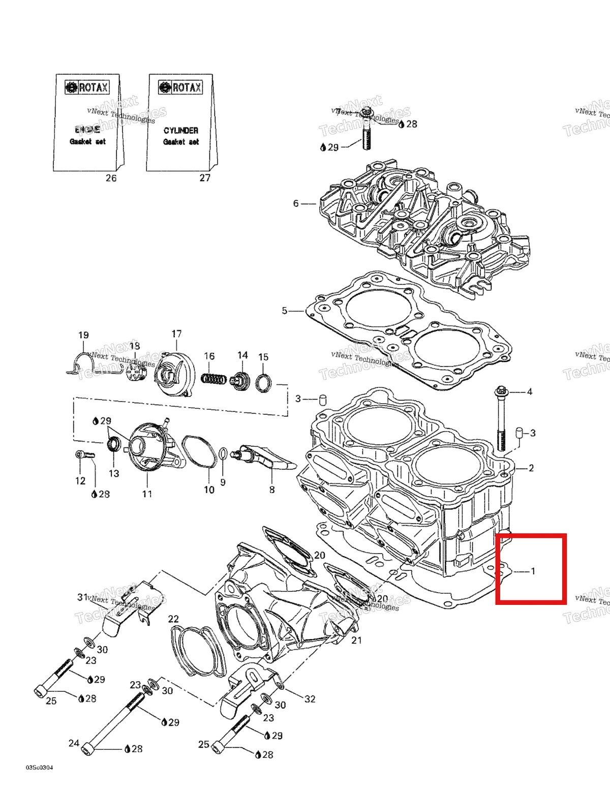 Схема применяемости: Прокладка цилиндр 0.8 мм Sea-Doo 420931907
