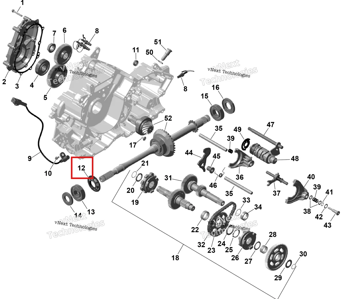 Деталь 420931940 (Сальник) на схеме узла 2026 Can-Am OUTLANDER - 2X4 - STD - 500 - 1KTB - Legion Red Rotax - Gearbox