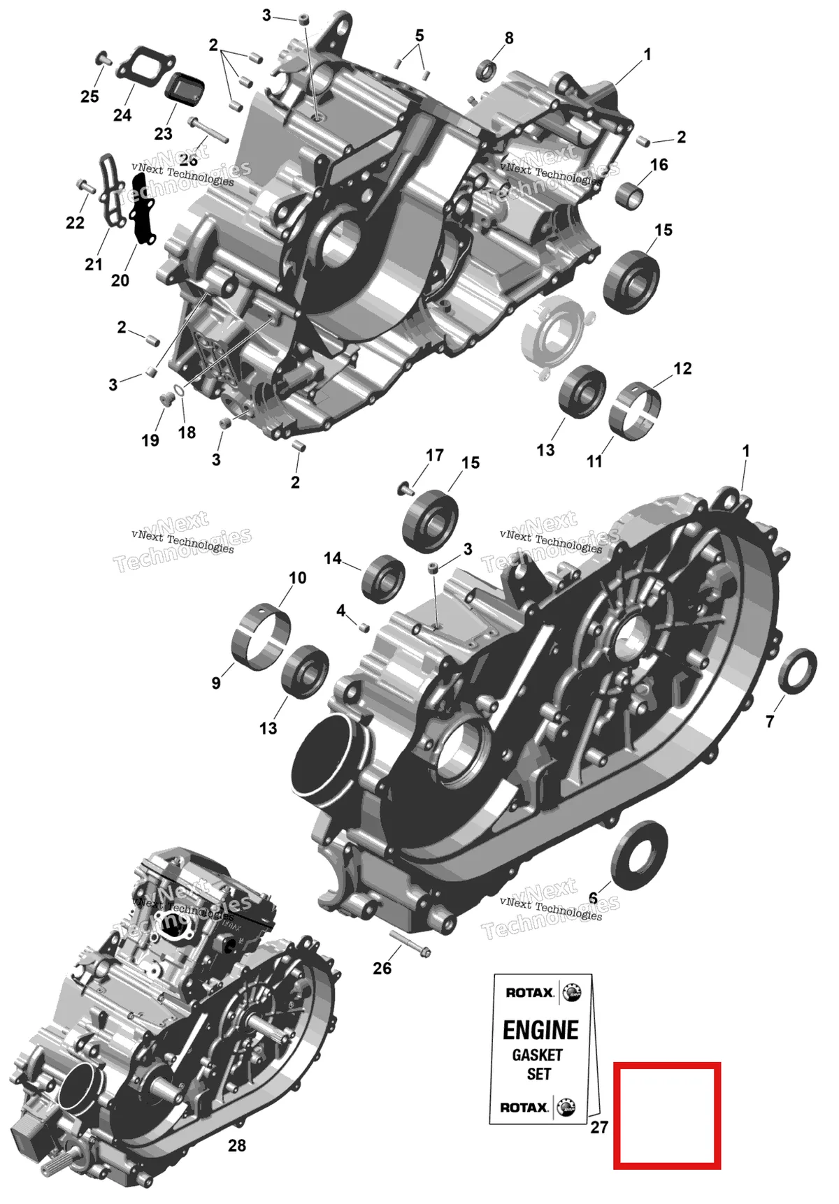 Деталь 420932433 на схеме узла 2026 Can-Am OUTLANDER - 2X4 - STD - 500 - 1KTB - Legion Red Rotax - Crankcase