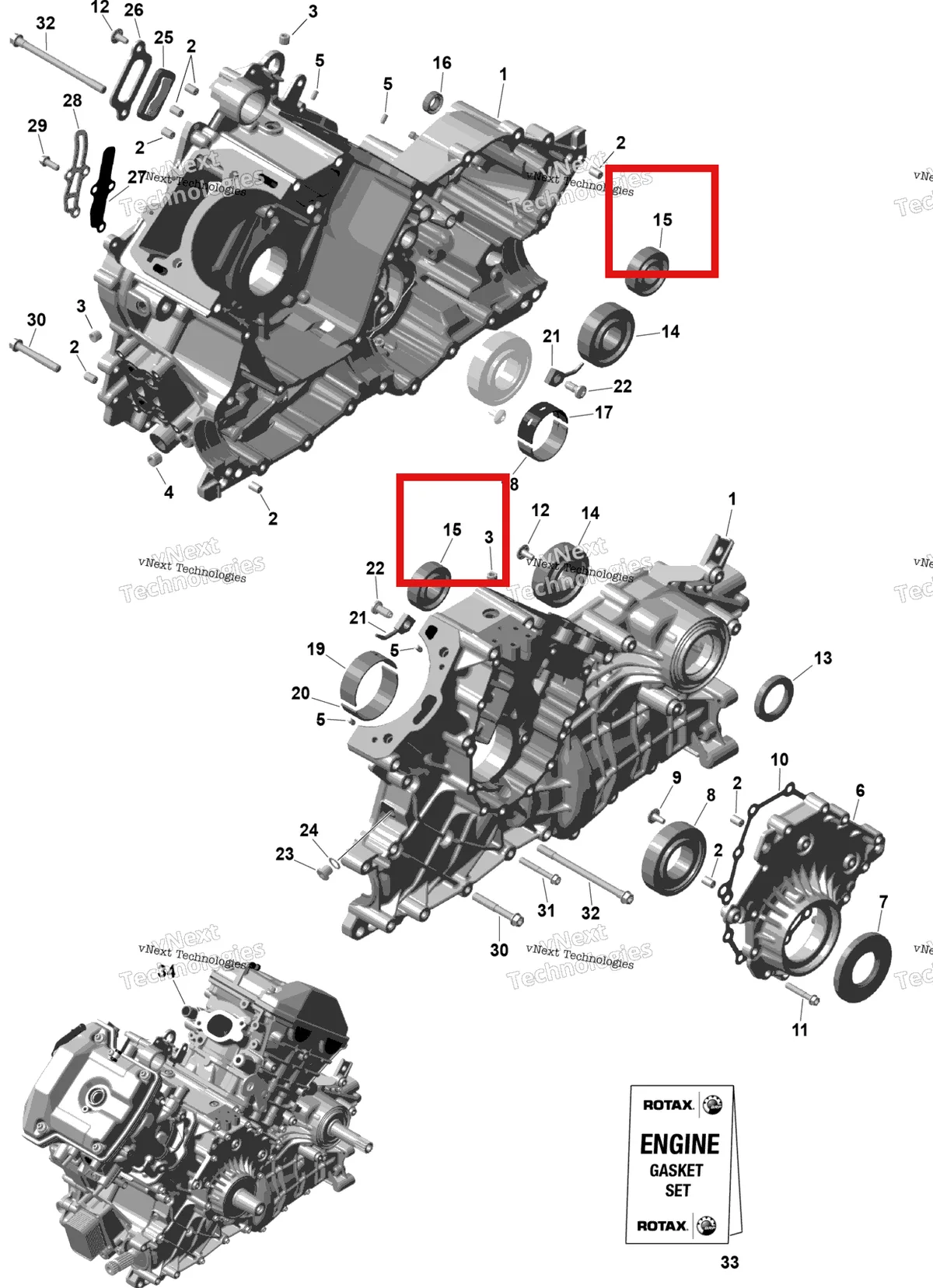 Деталь 420932435 на схеме узла 2026 Can-Am OUTLANDER - 4X4 - XT - 1000R - 4FTB - CALI - Platinum Silver Satin Rotax - Crankcase