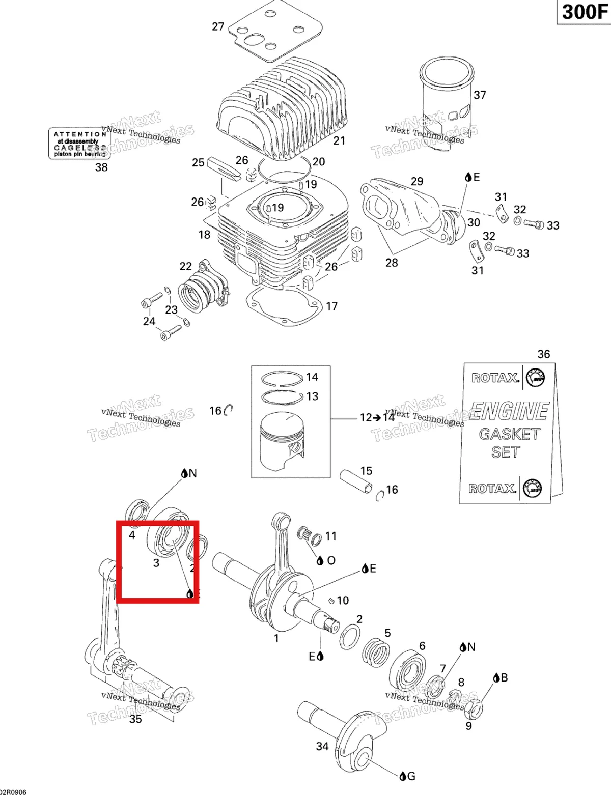 Деталь 420932571 (Подшипник) на схеме узла 2009 Ski-Doo Skandic Tundra Crankshaft, Piston And Cylinder