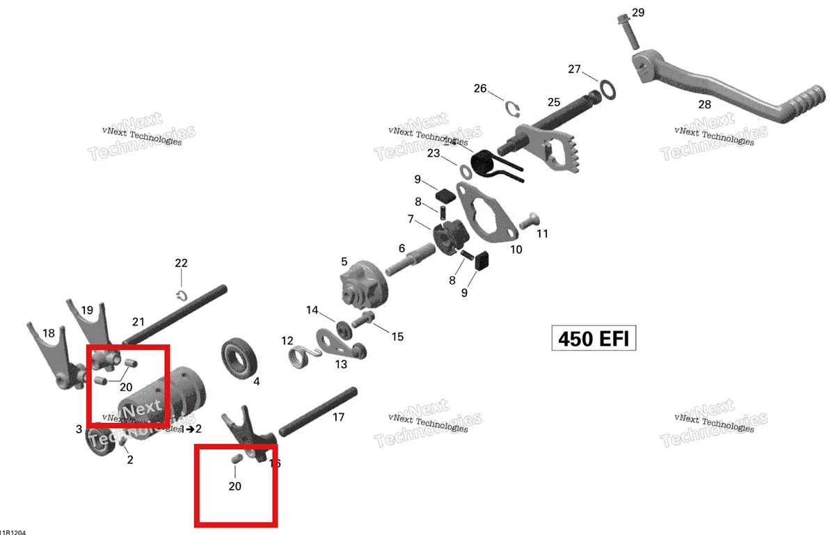 Деталь 420932785 на схеме узла 2015 Can-Am DS 450EFI STD Shifting